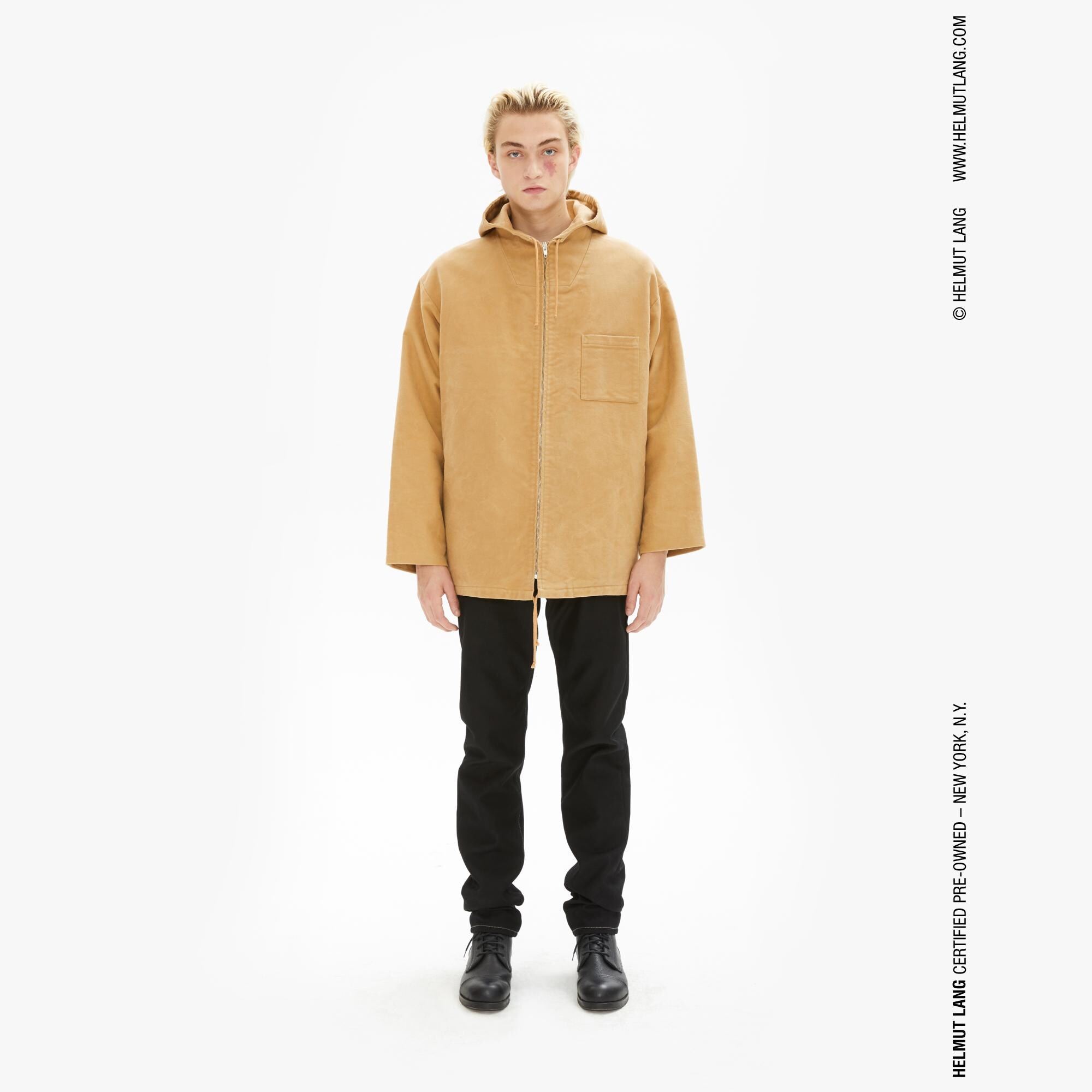 Helmut Lang Tan Moleskin Deck Jacket With Hood | WWW.HELMUTLANG