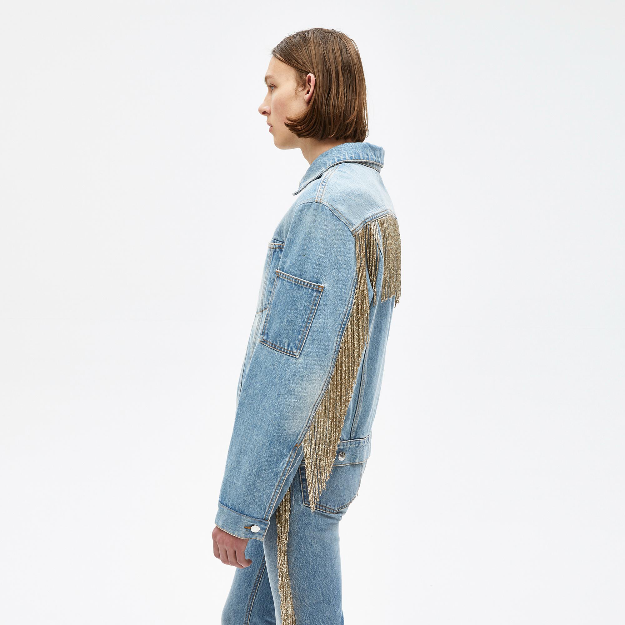 Helmut lang 2025 fringe denim jacket