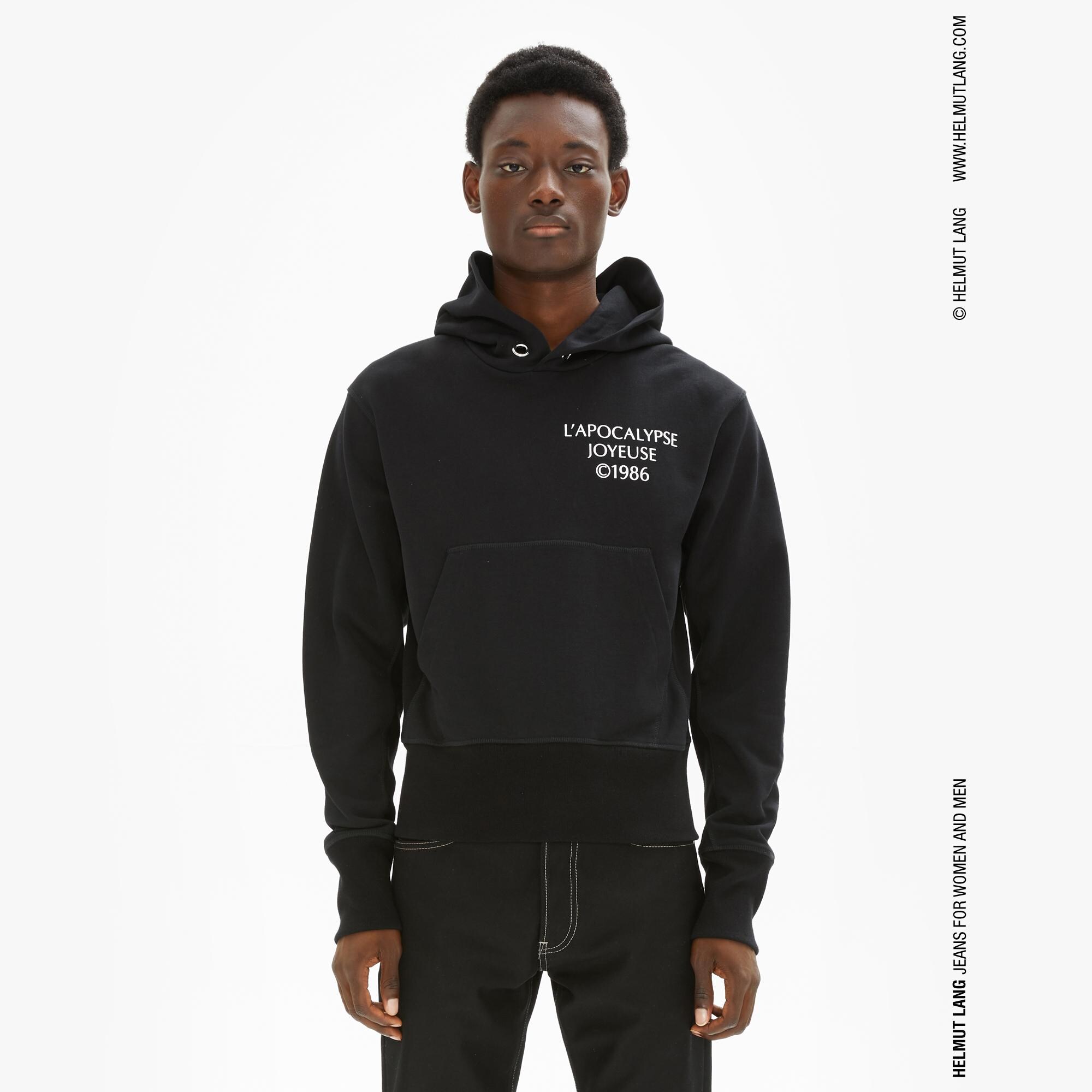 Helmut Lang Men's Logo Hack Hoodie in Black Basalt | WWW