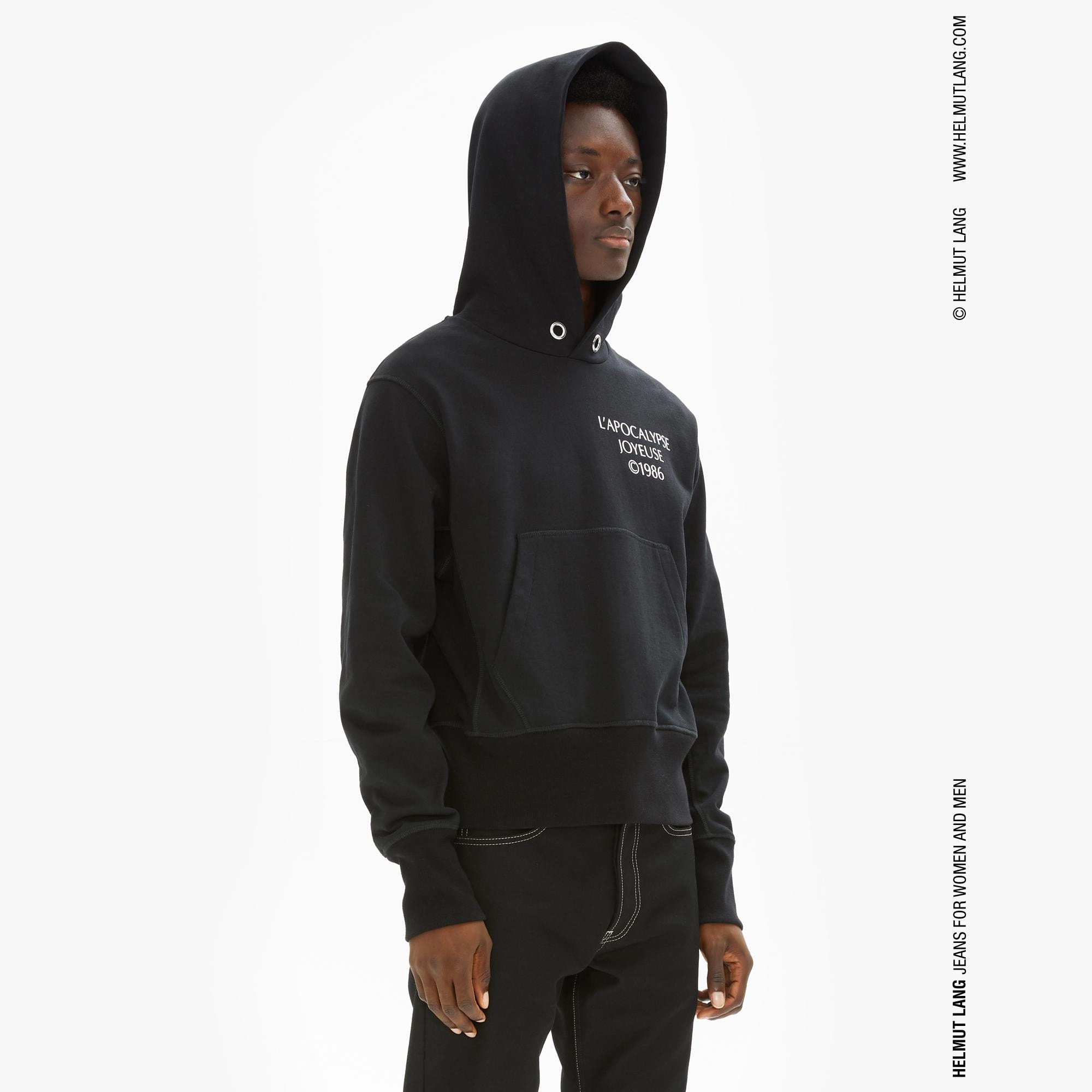 Helmut Lang Men's Logo Hack Hoodie in Black Basalt | WWW