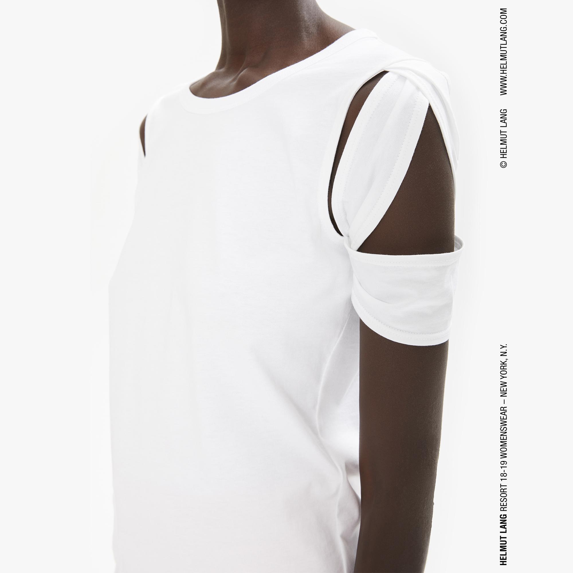 Helmut Lang White Bondage Sleeve T-shirt | WWW.HELMUTLANG.COM