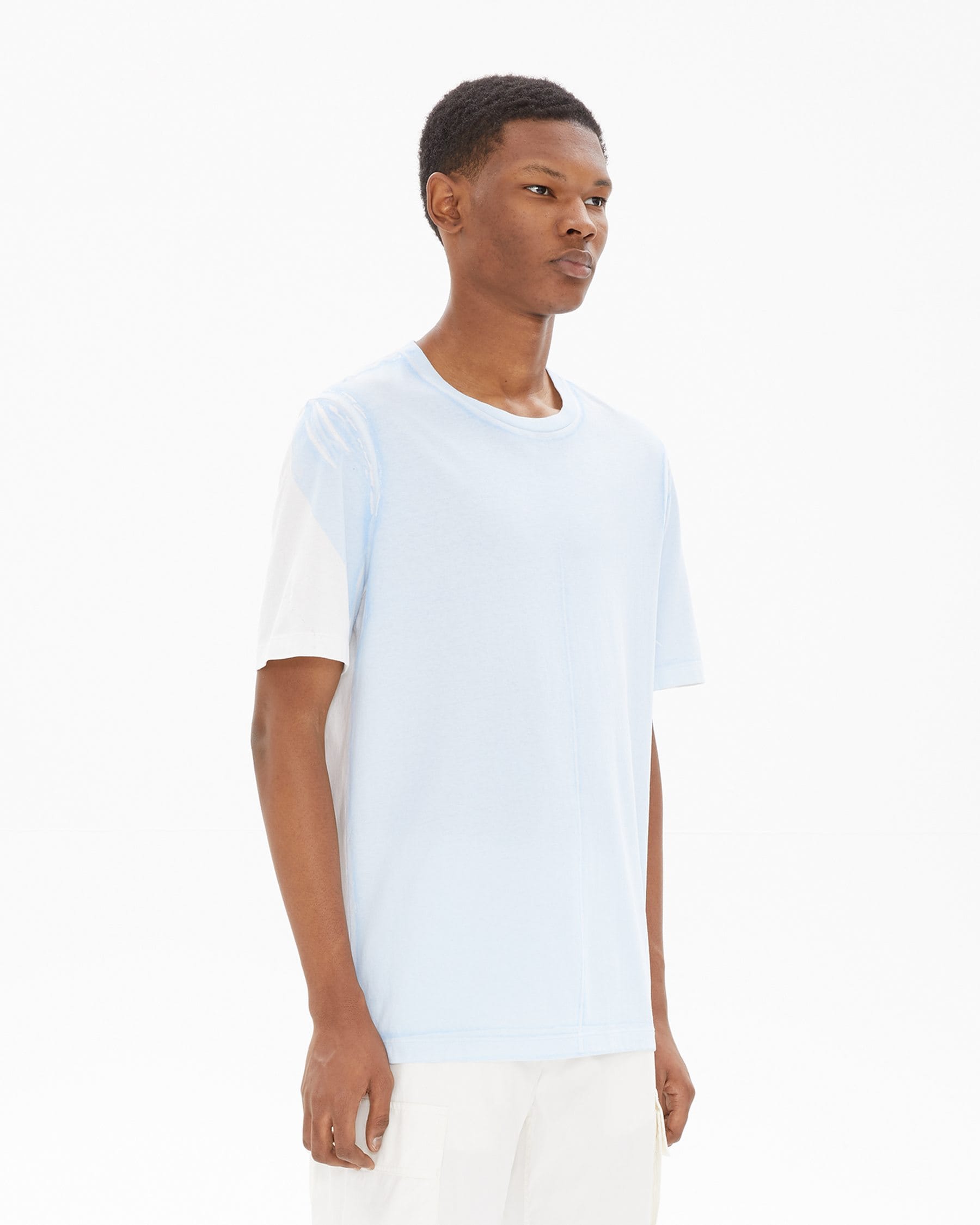 Helmut Lang White/Sky Square Short Sleeve T-Shirt | WWW.HELMUTLANG.COM