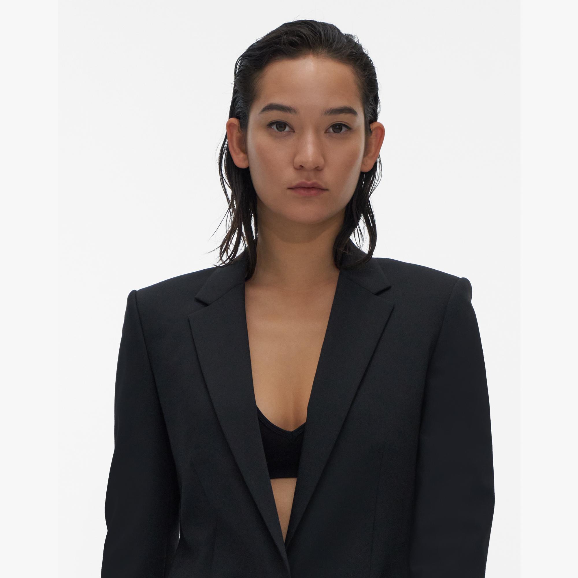 helmut lang leather combo blazer