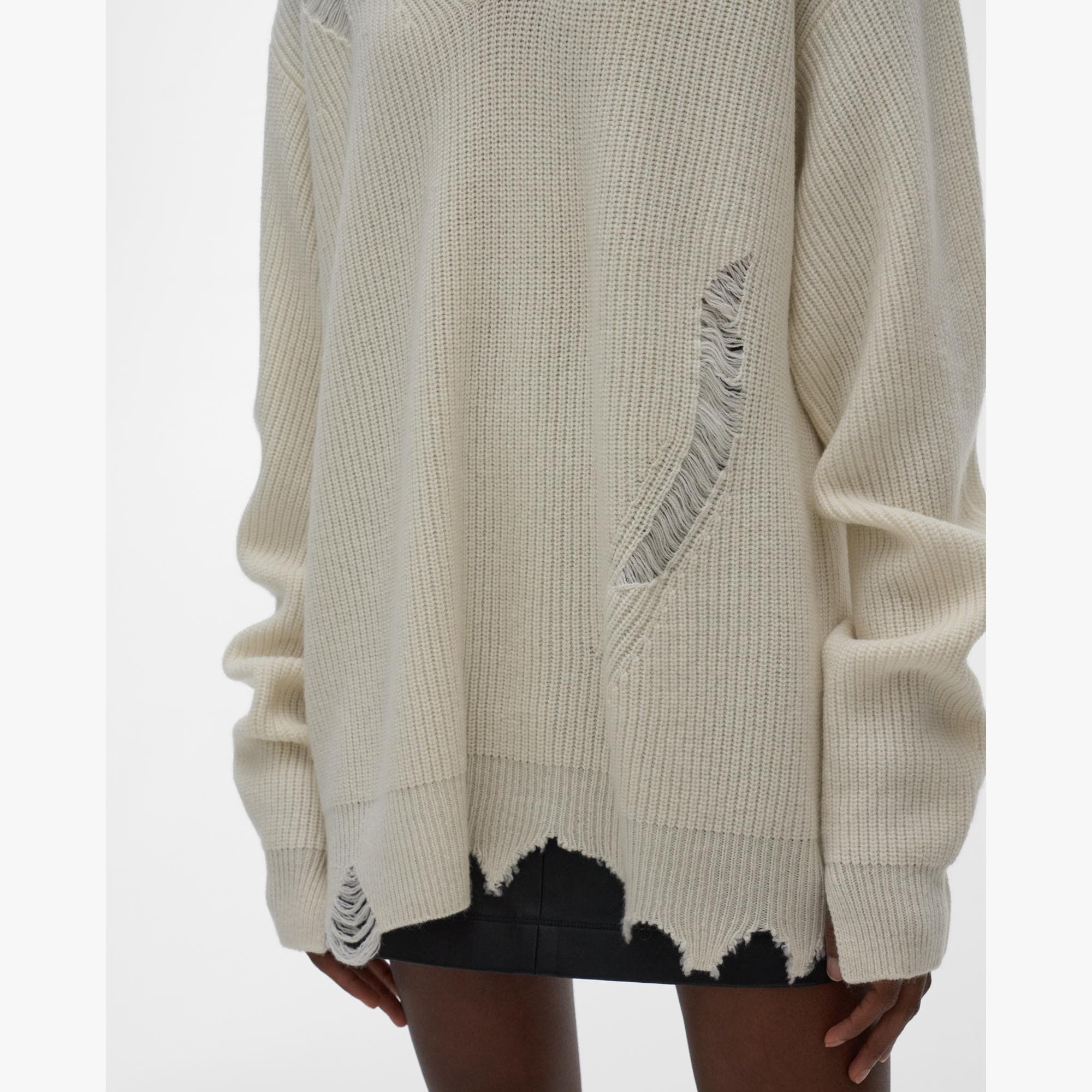 Distressed V-Neck Sweater | Helmut Lang