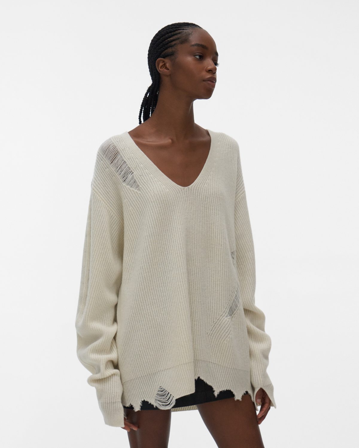 Distressed V-Neck Sweater | WWW.HELMUTLANG.COM