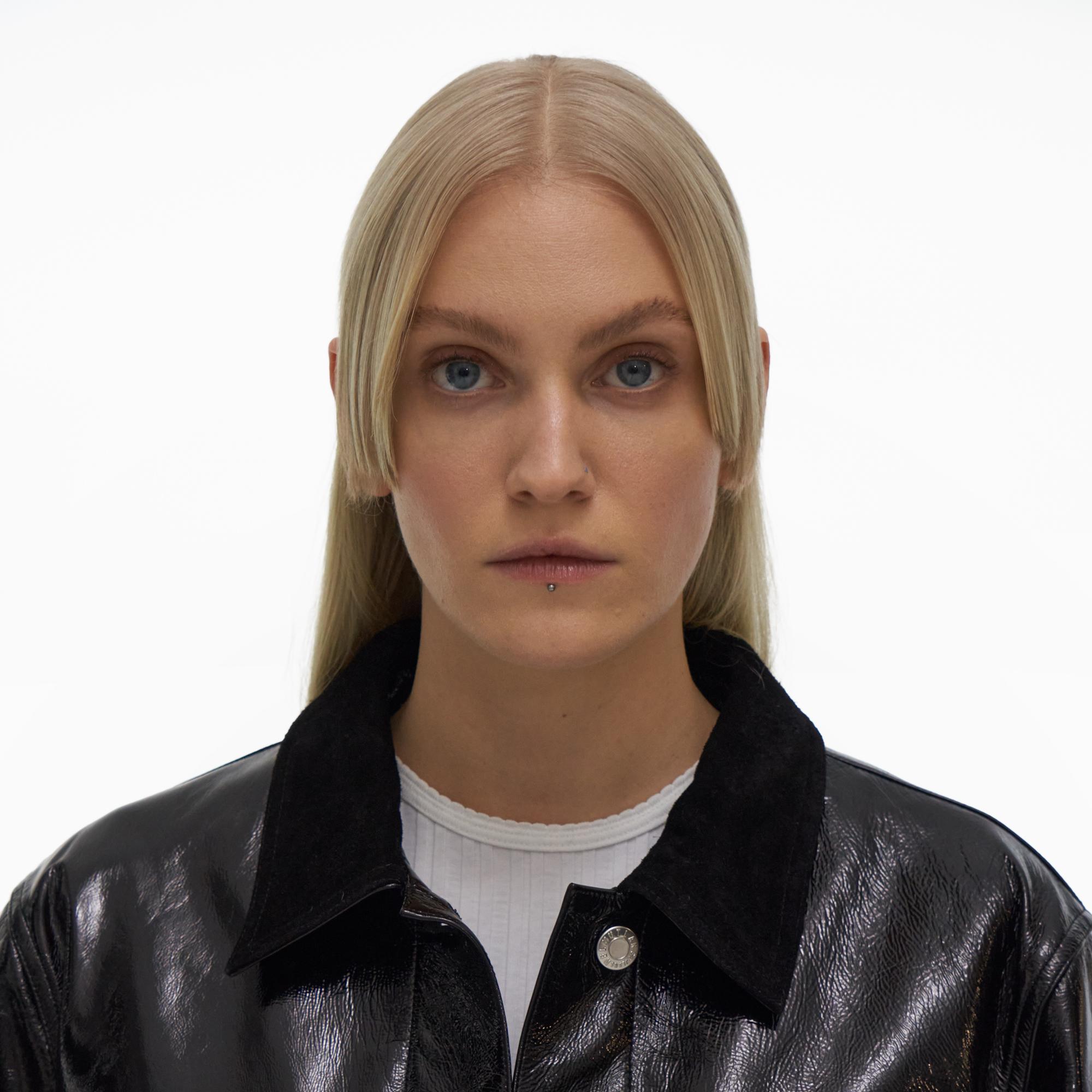 helmut lang leather trucker jacket