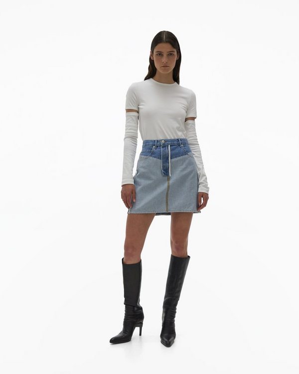 Reverse Denim Mini Skirt