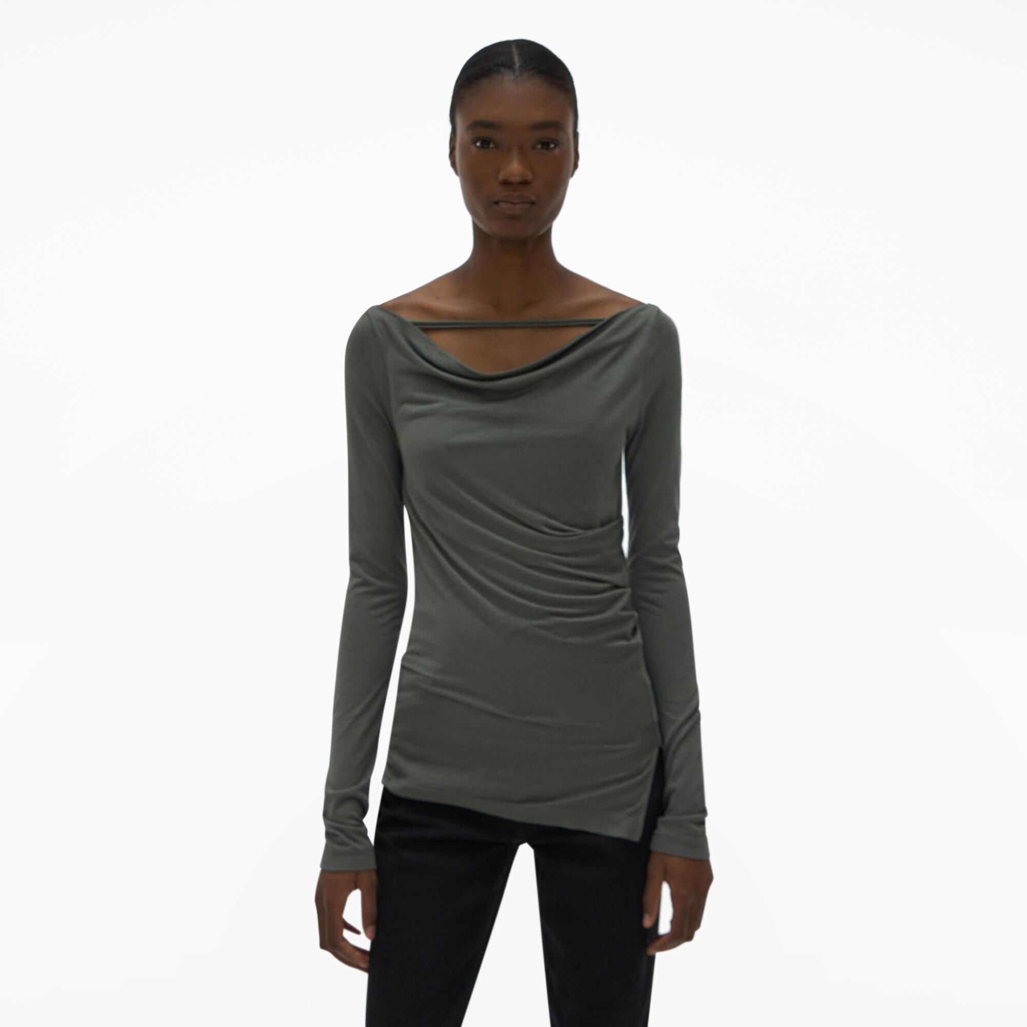 Helmut Lang Ruched Long-Sleeve Top |