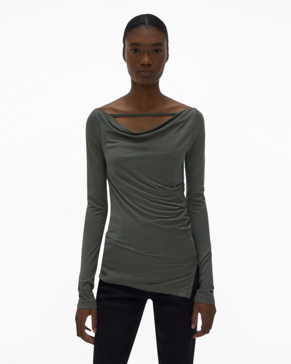 Helmut Lang Ruched Long-Sleeve Top ...