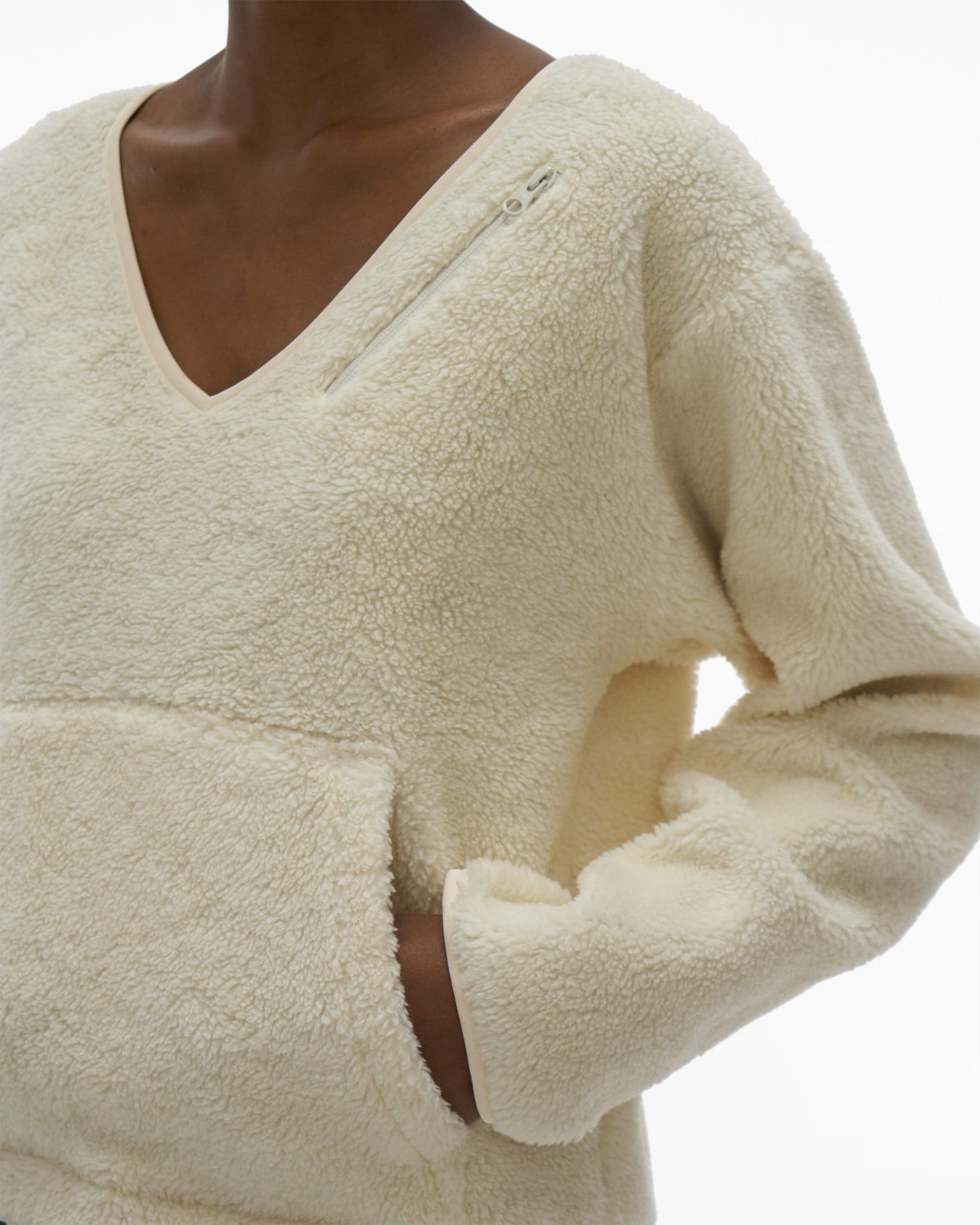 V-Neck Fleece Sweater