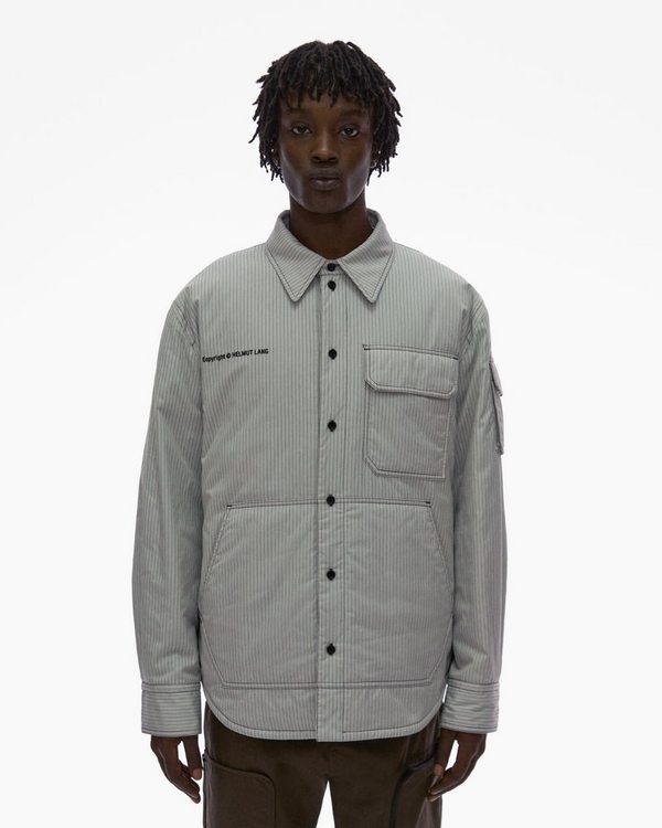 Helmut Lang Logo-patch Zip-fastening Shirt in Natural for Men Mens Clothing Shirts Casual shirts and button-up shirts 