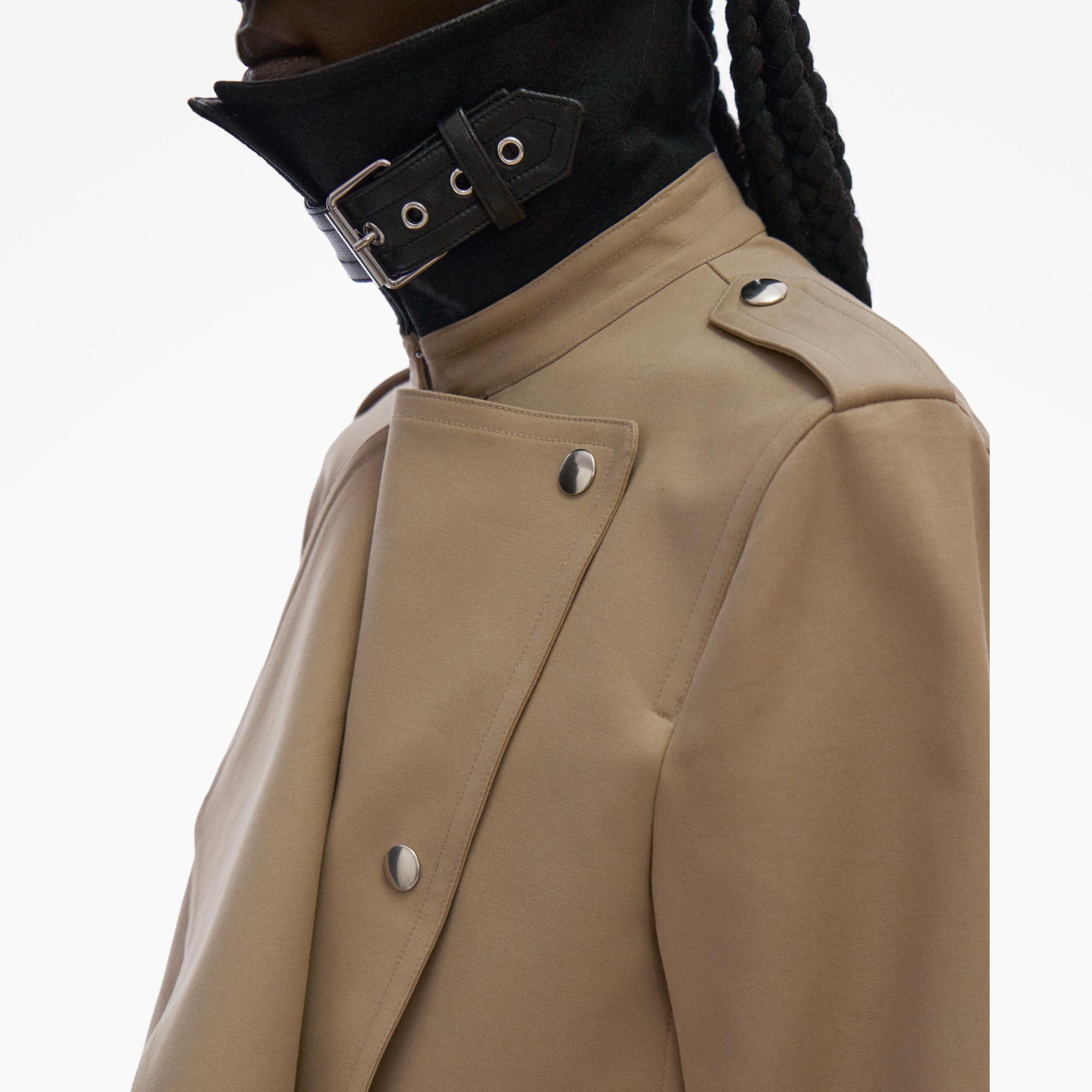 Shop Helmut Lang Cropped Trench Leather Jacket