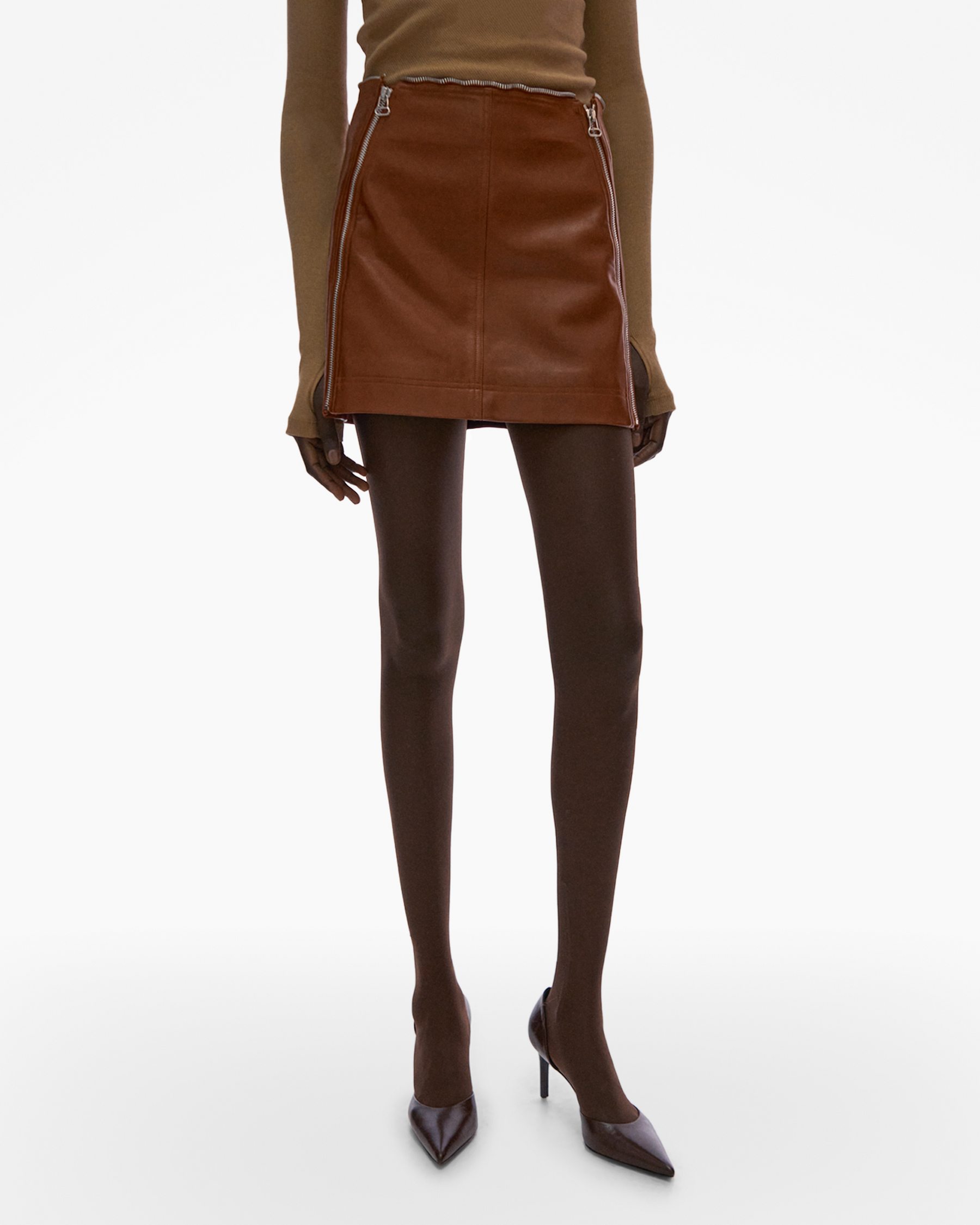 Leather Zip Mini Skirt
