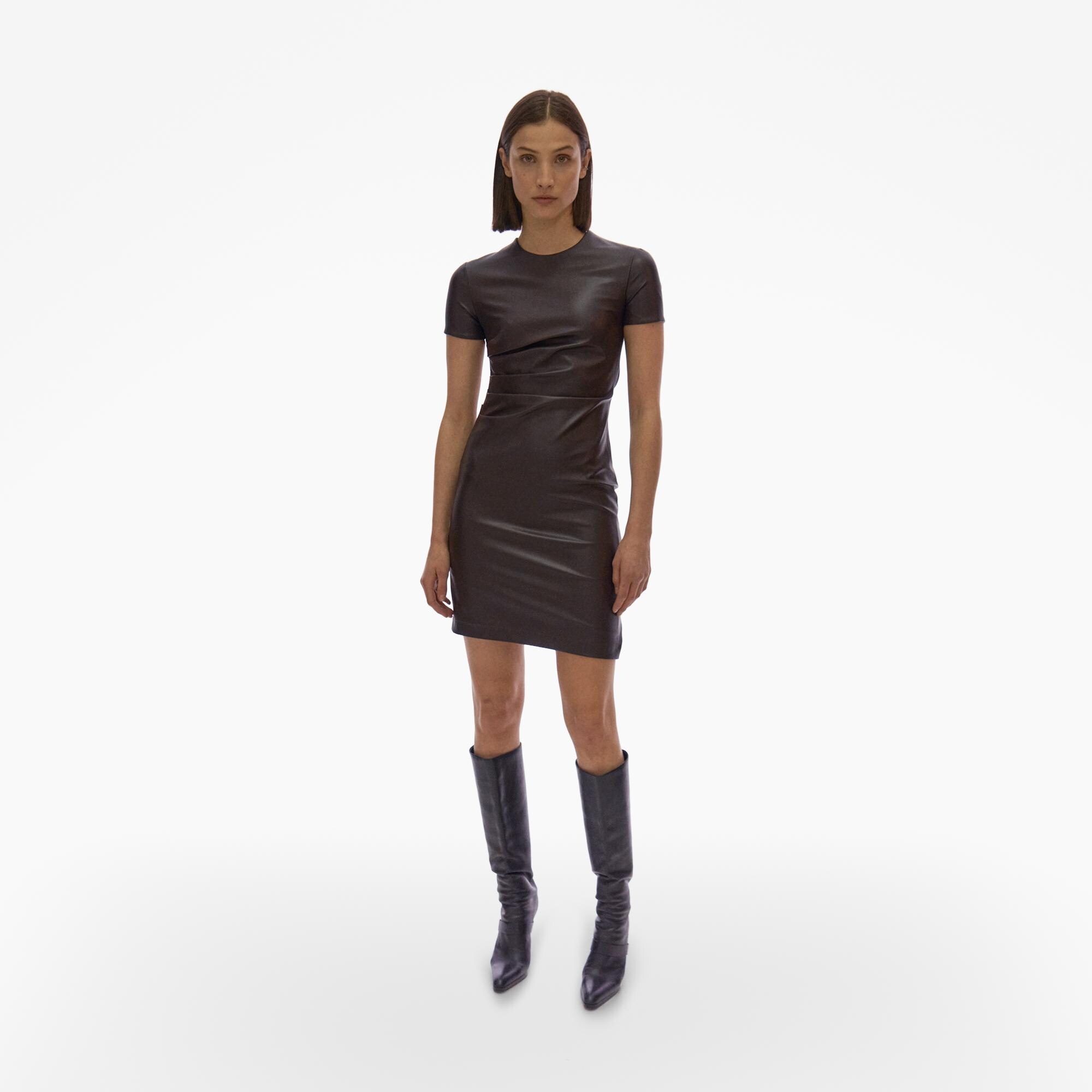 short leather dress