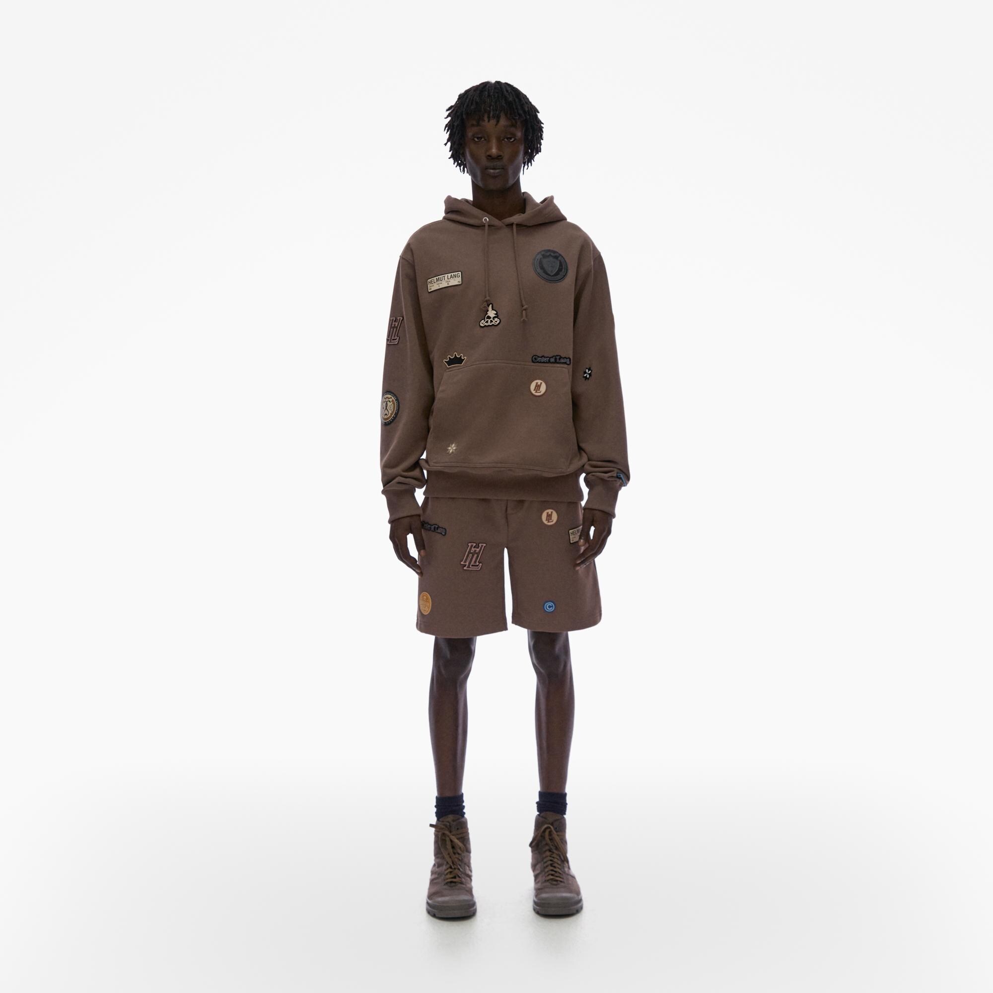 Helmut Lang Societas Appliquéd Hooded Cotton Sweatshirt in Brown for Men