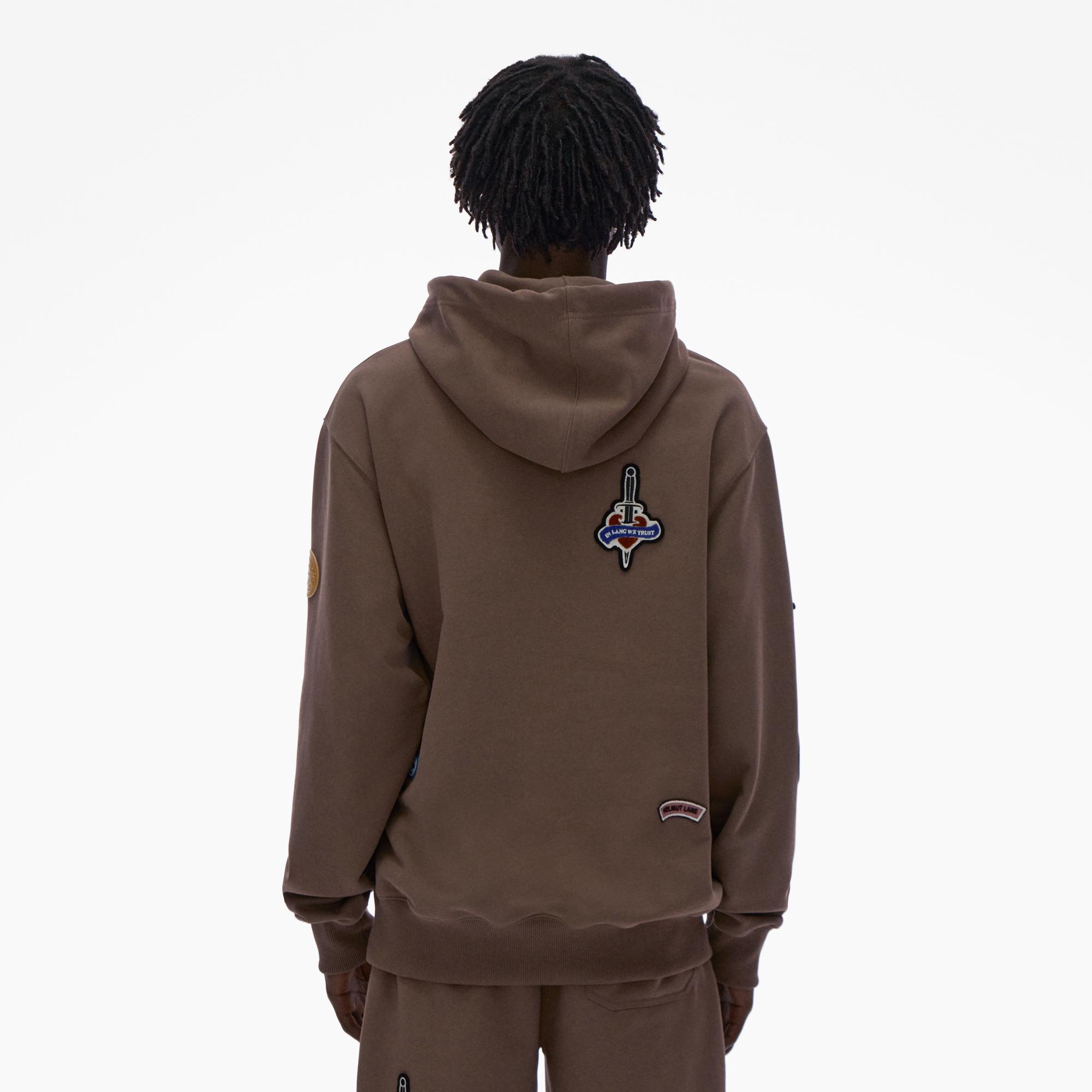 Helmut Lang Societas Appliquéd Hooded Cotton Sweatshirt in Brown for Men