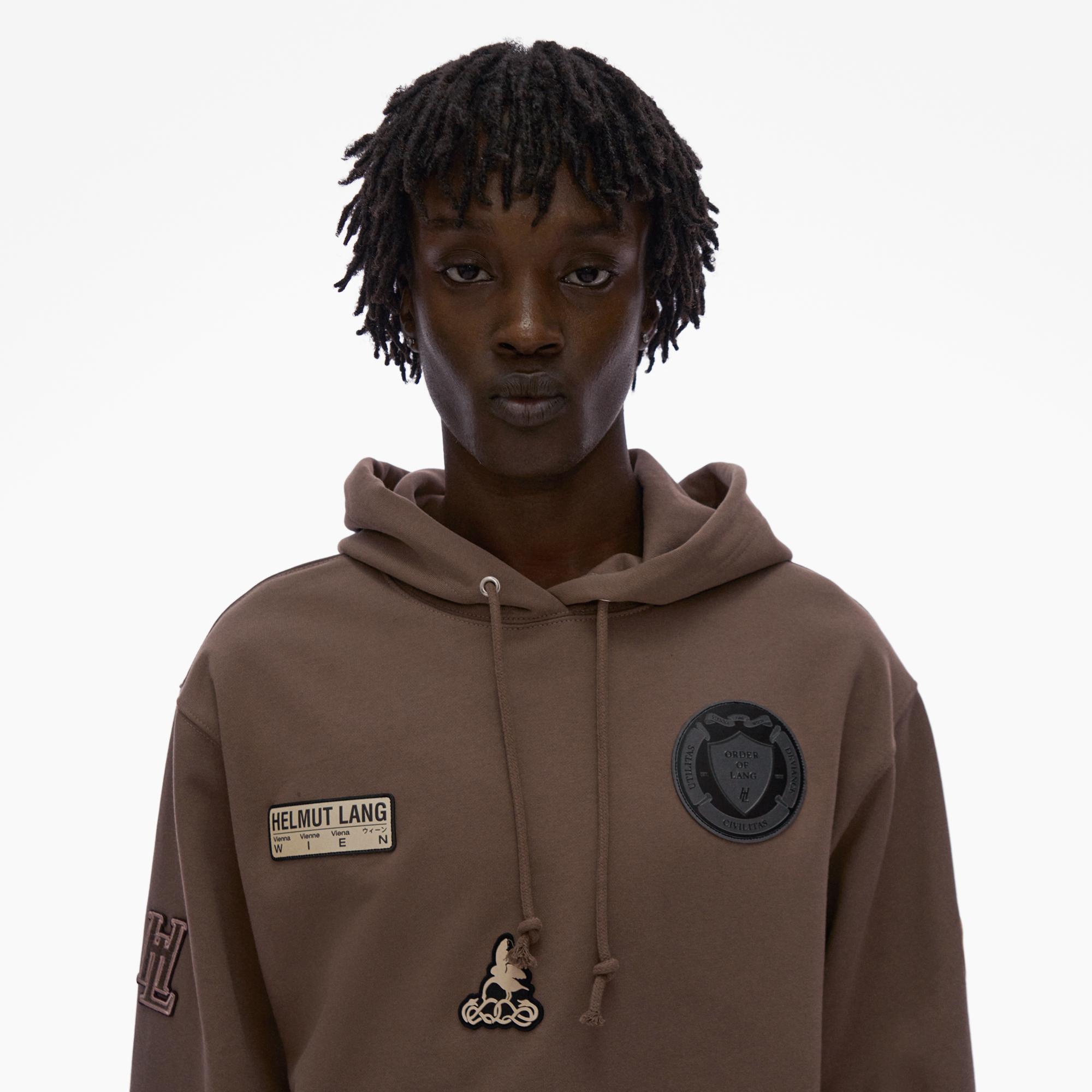 Helmut Lang Societas Appliquéd Hooded Cotton Sweatshirt in Brown for Men