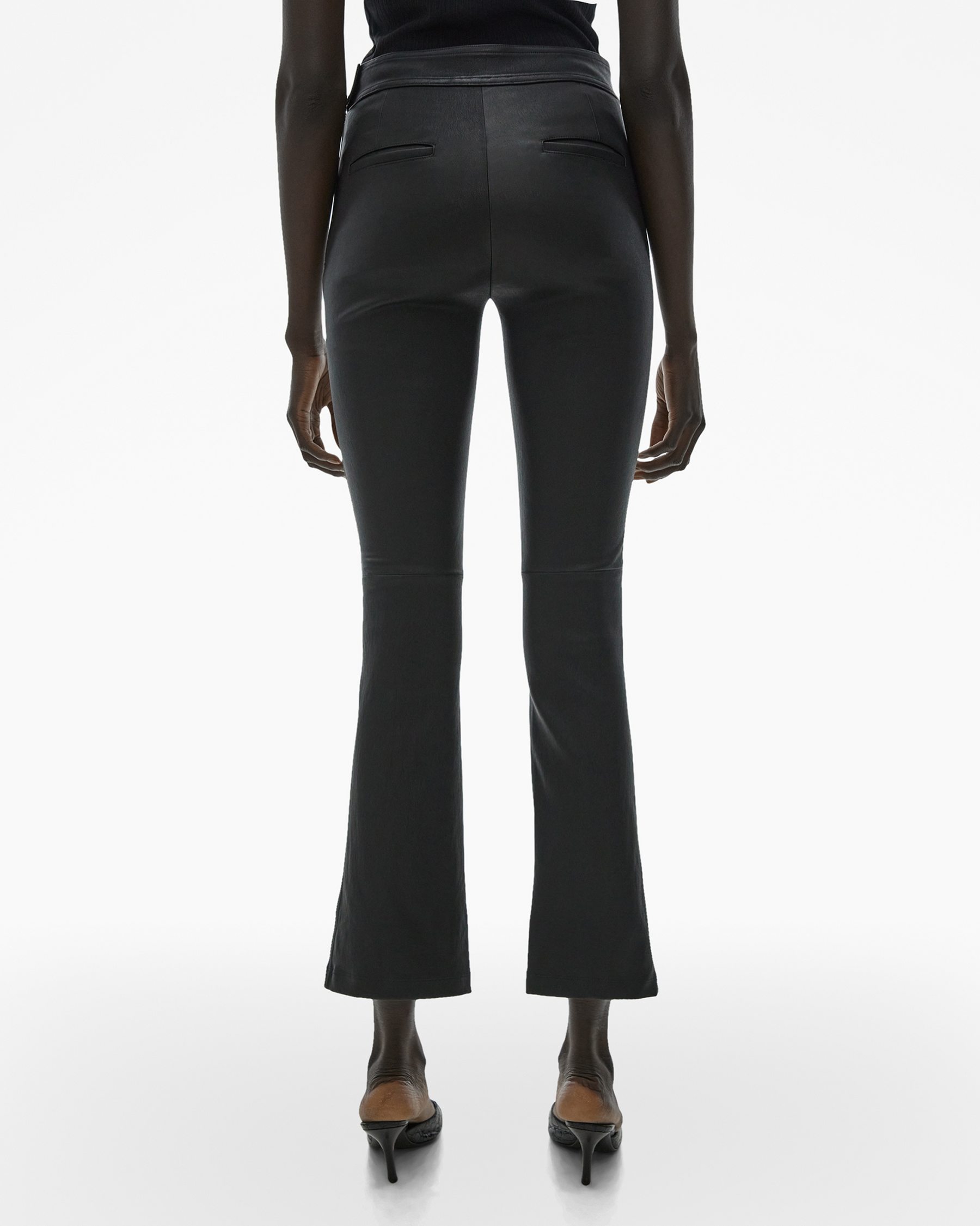 Cropped Flare Leather Pant