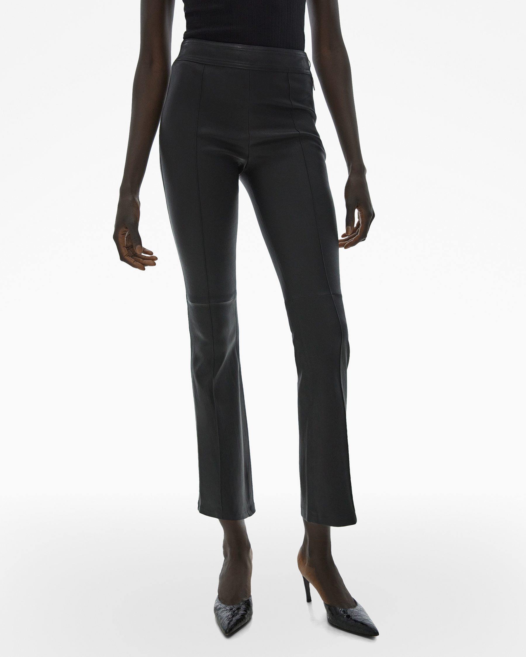 Cropped Flare Leather Pant