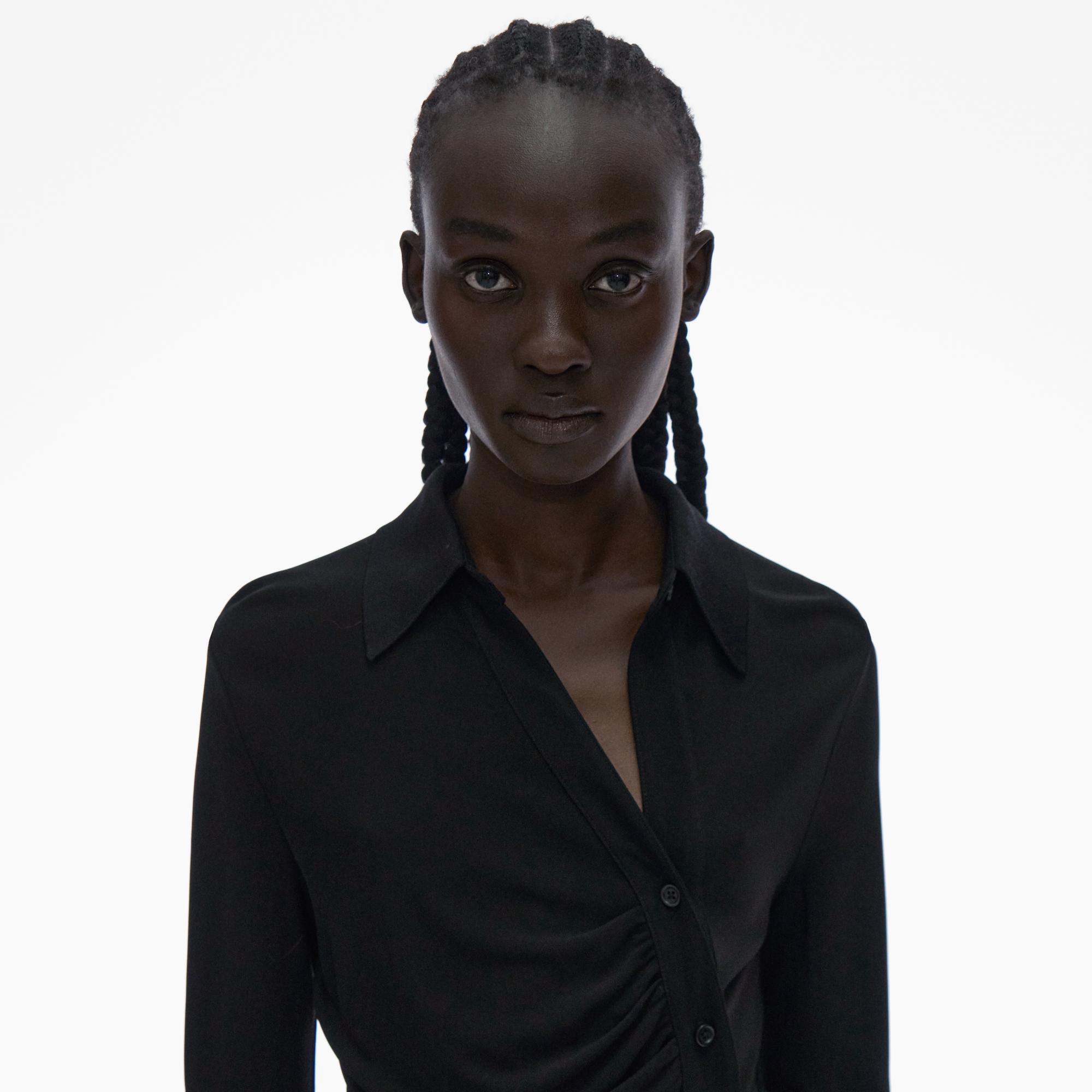 Helmut Lang Ruched Asymmetric Shirt | WWW.HELMUTLANG.COM