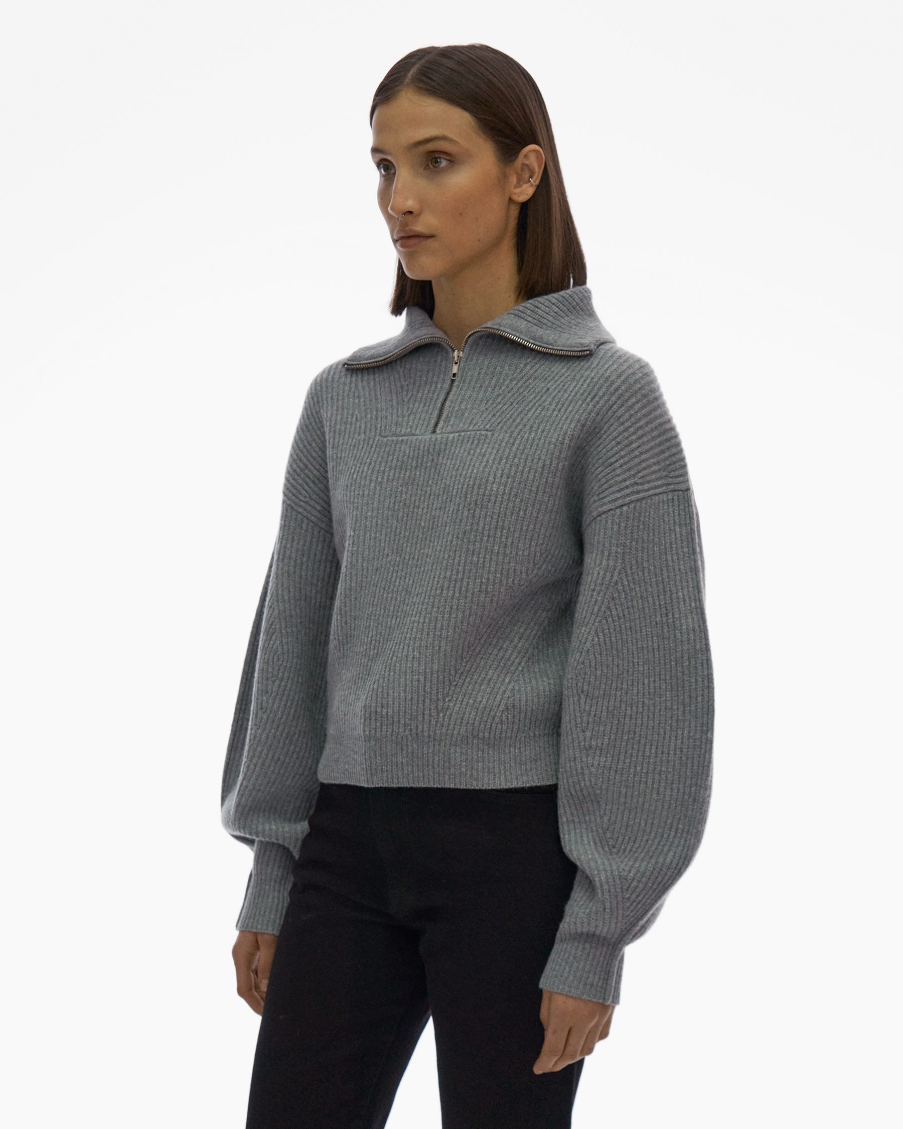 Cropped Half-Zip Sweater