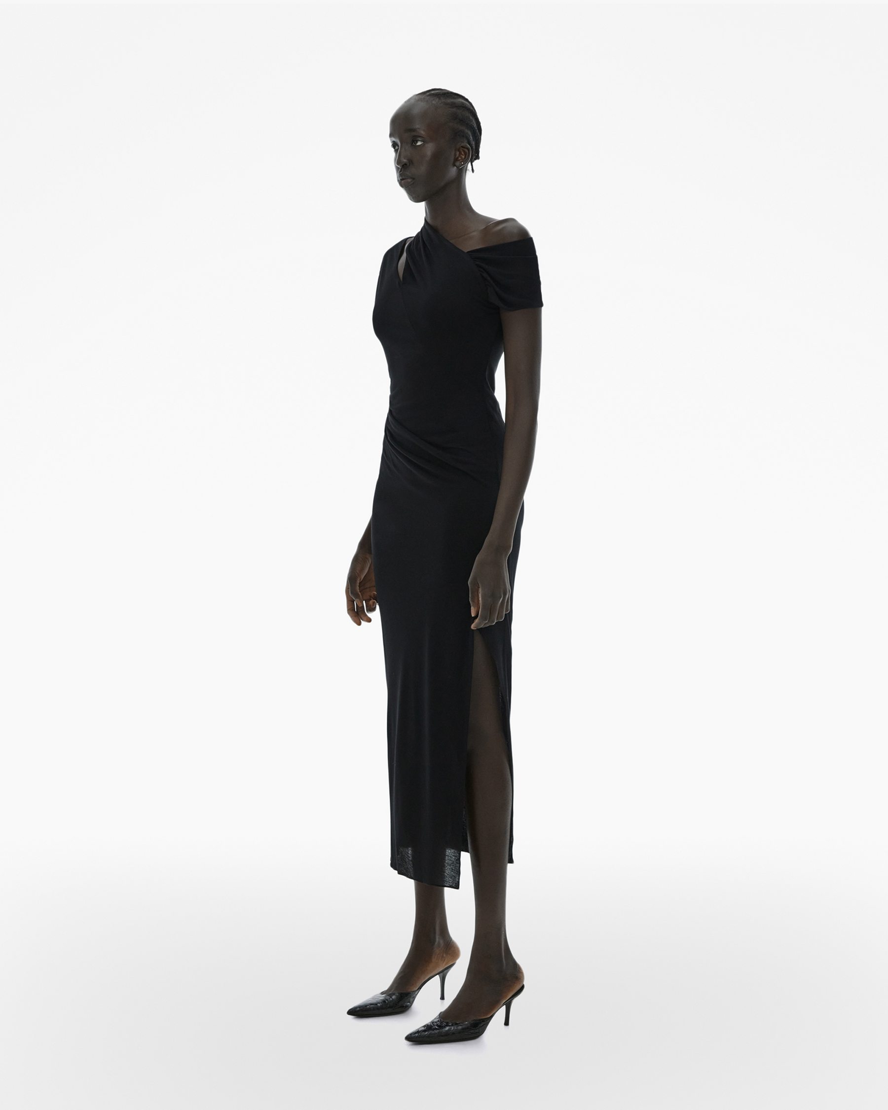 Ribbed Asymmetric Maxi Dress