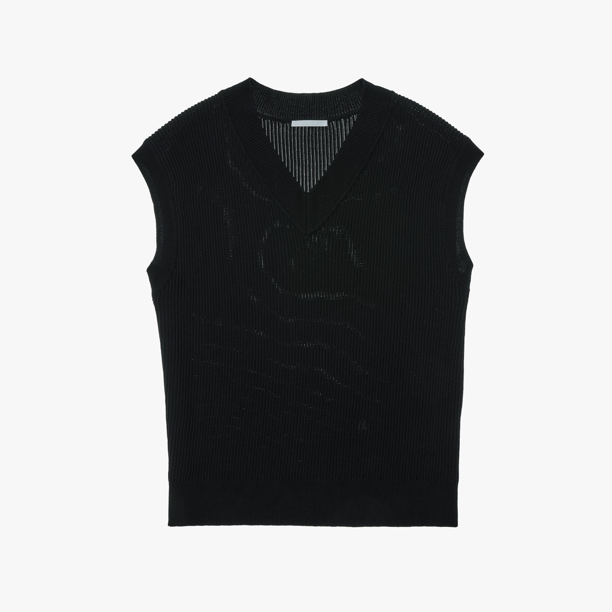 Helmut Lang Ribbed Knit Vest - Black (Monogram Logo) - N01HM702