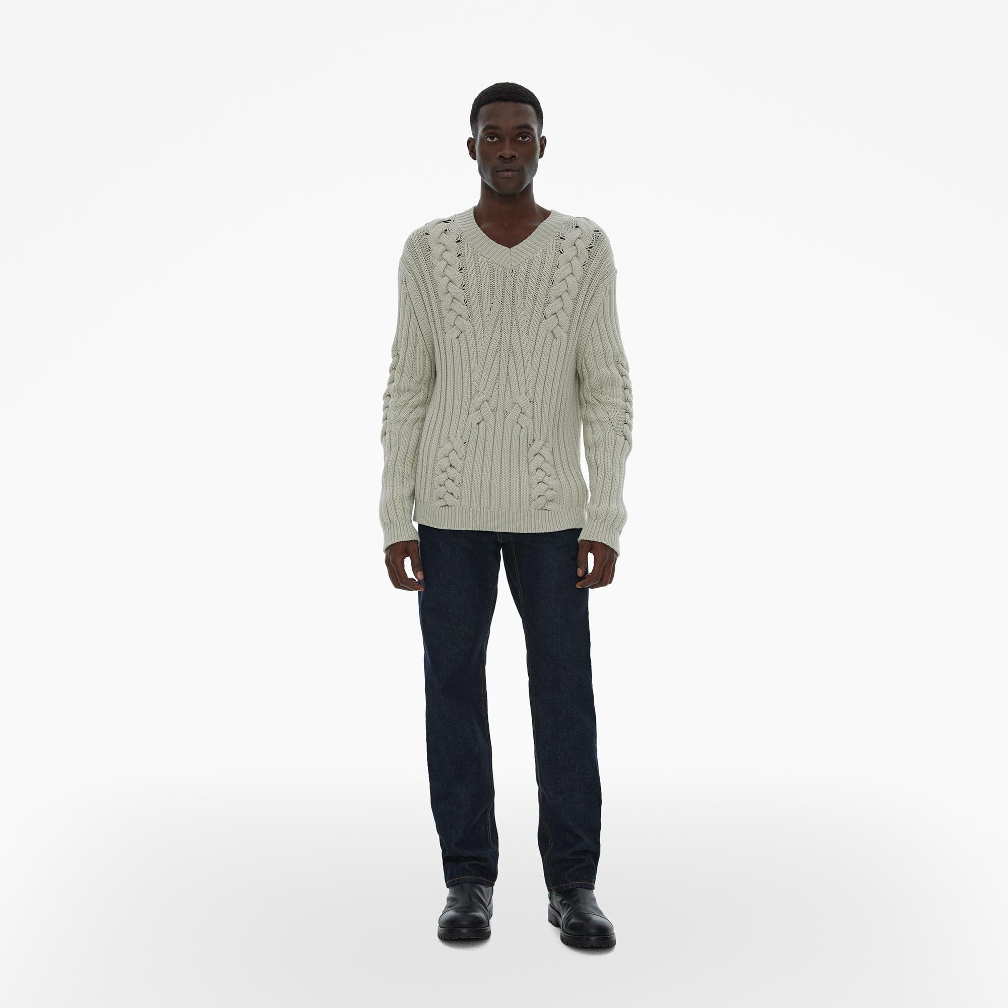 Helmut Lang Cable Knit V-Neck Sweater | WWW.HELMUTLANG.COM