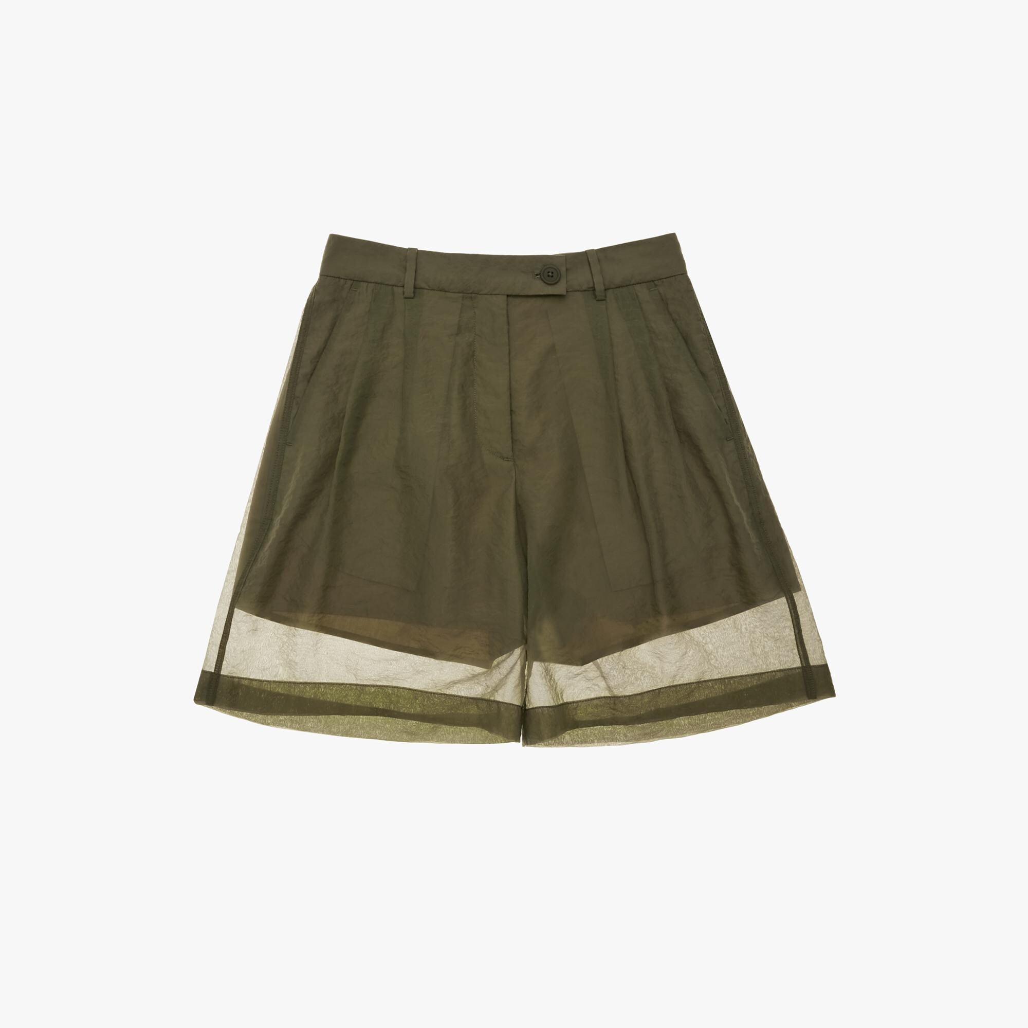 Pleated Sheer Short
