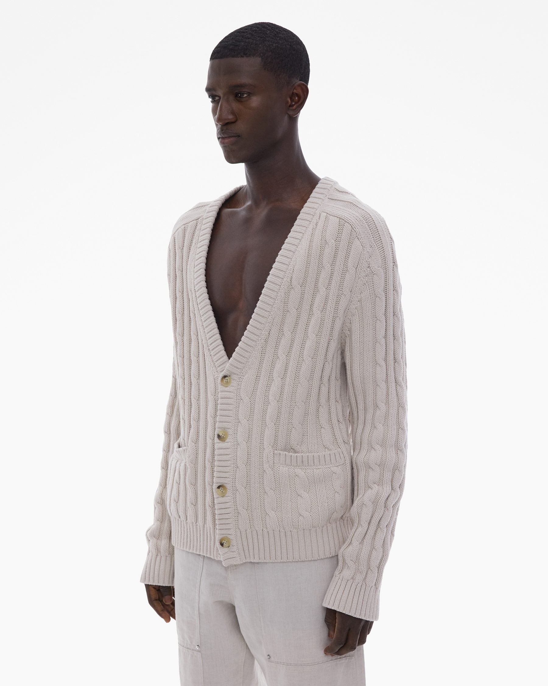 Cotton-Wool Cable Knit Cardigan