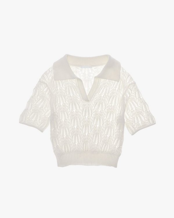 Cropped Cotton Polo Sweater