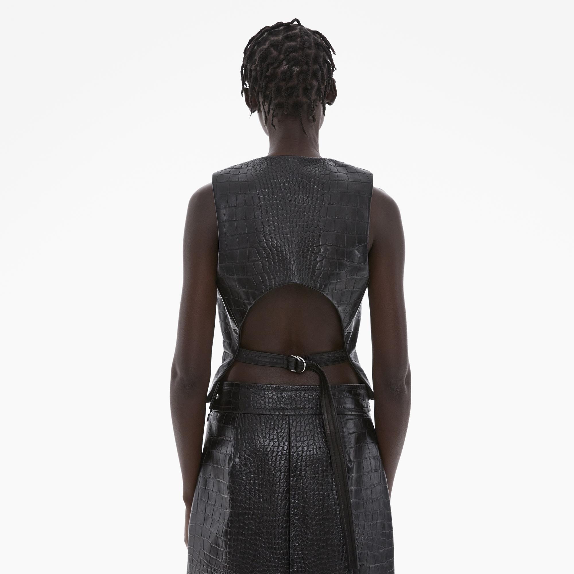 Helmut Lang Croc Embossed Leather Vest - Black