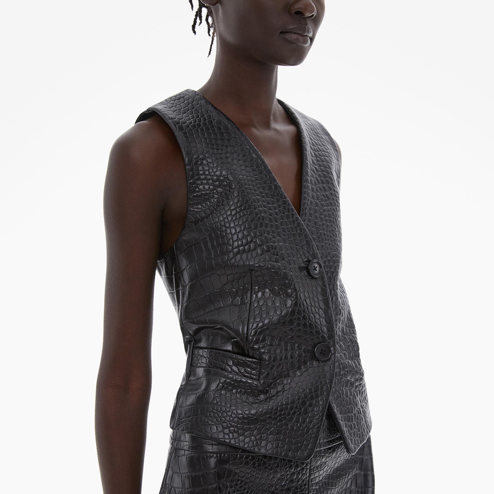 Helmut Lang Women's Croc Embossed Leather Vest