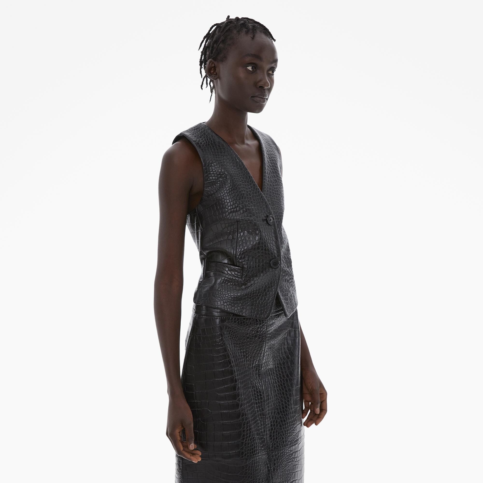 Helmut Lang Women's Croc Embossed Leather Vest