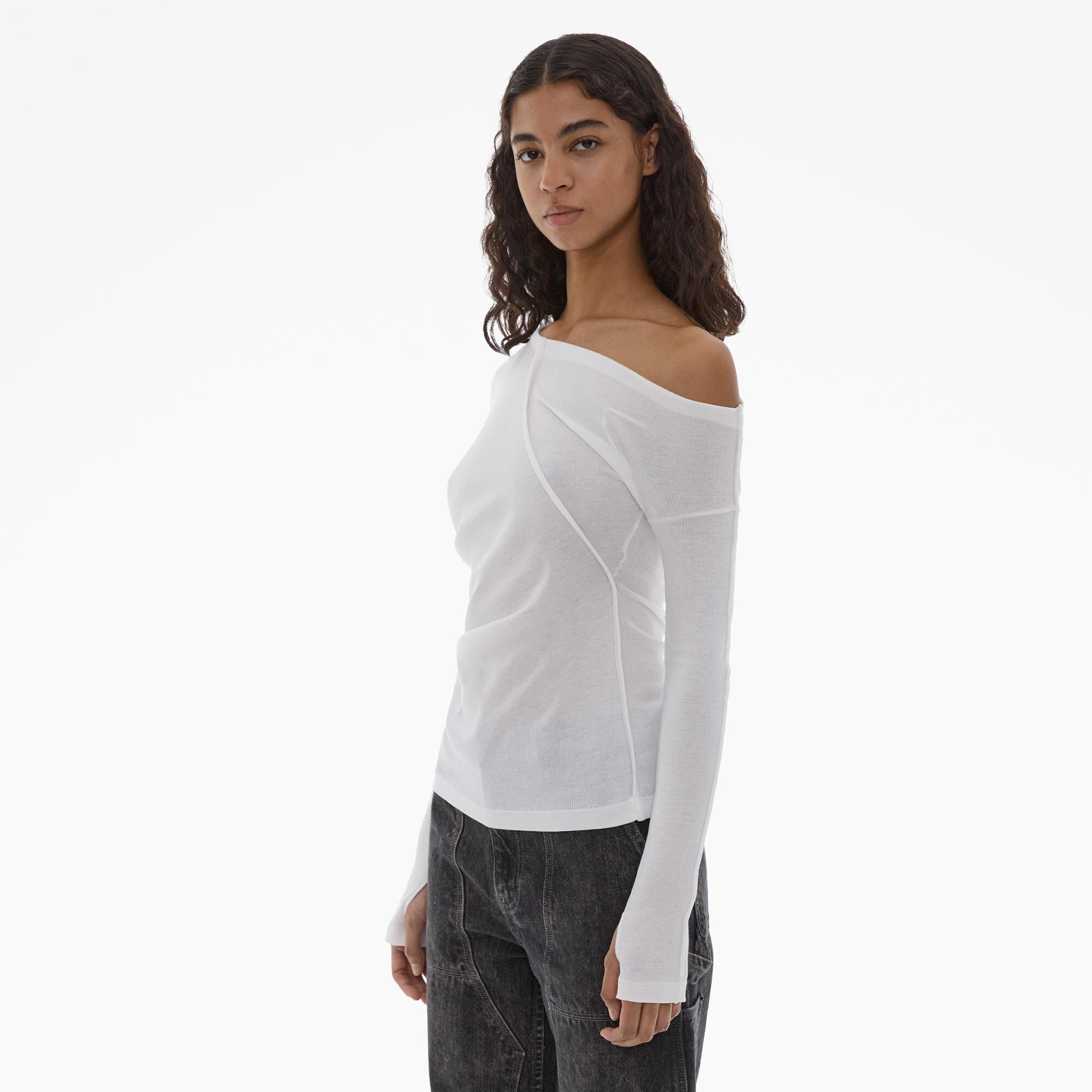 Long Asymmetric Sleeve Helmut Top Lang