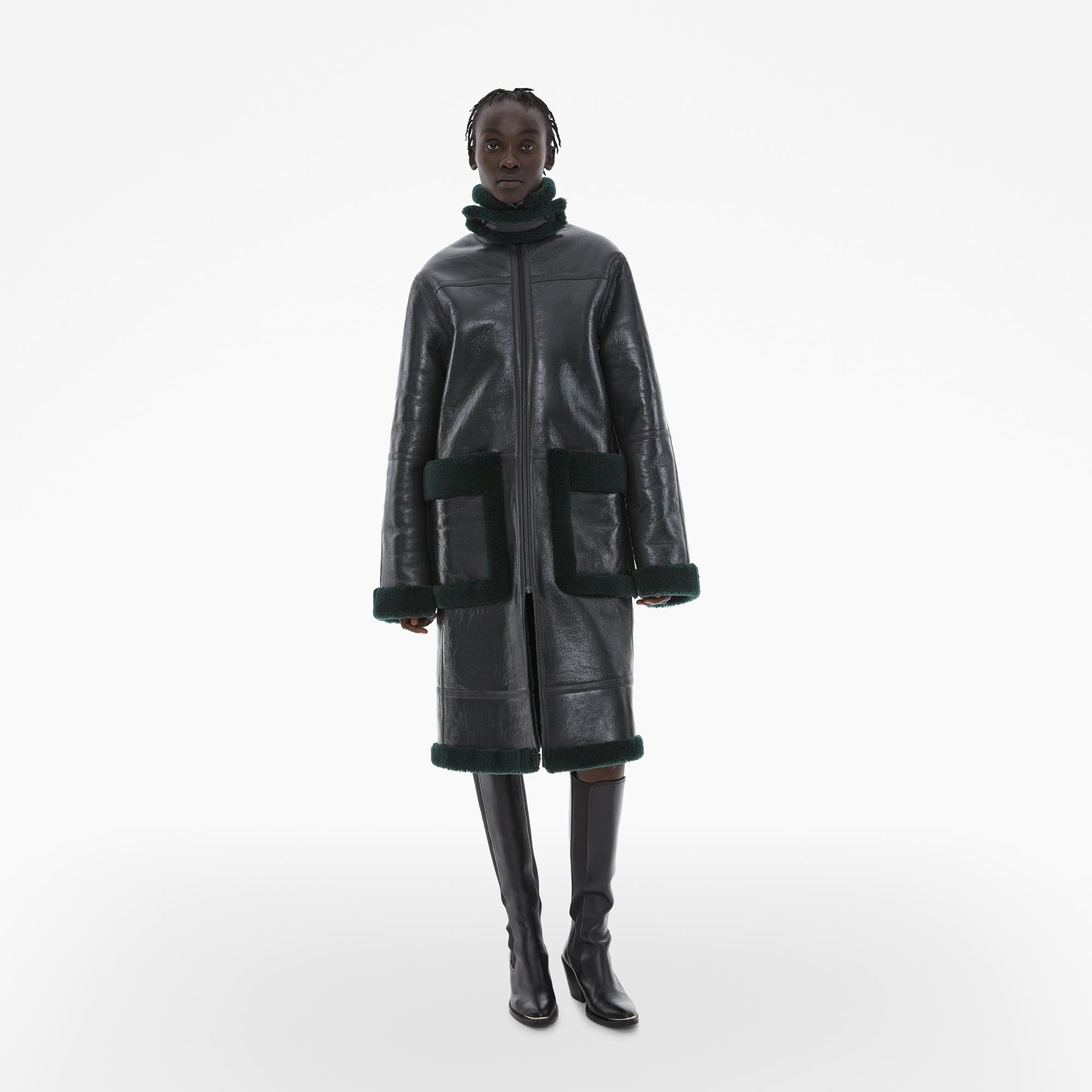 Helmut Lang Patent Leather Shearling Coat | WWW.HELMUTLANG.COM