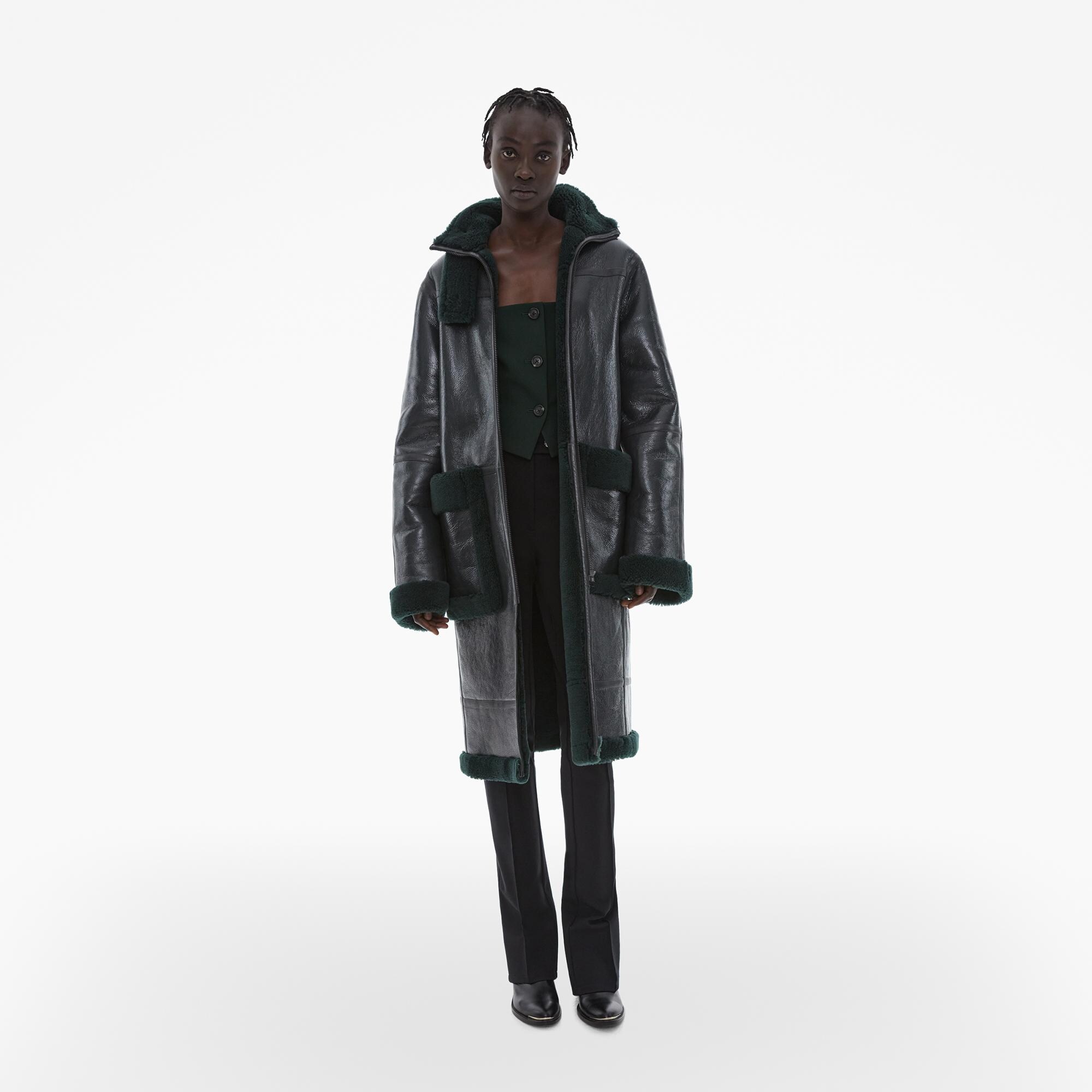 Helmut Lang Patent Leather Shearling Coat | WWW.HELMUTLANG.COM