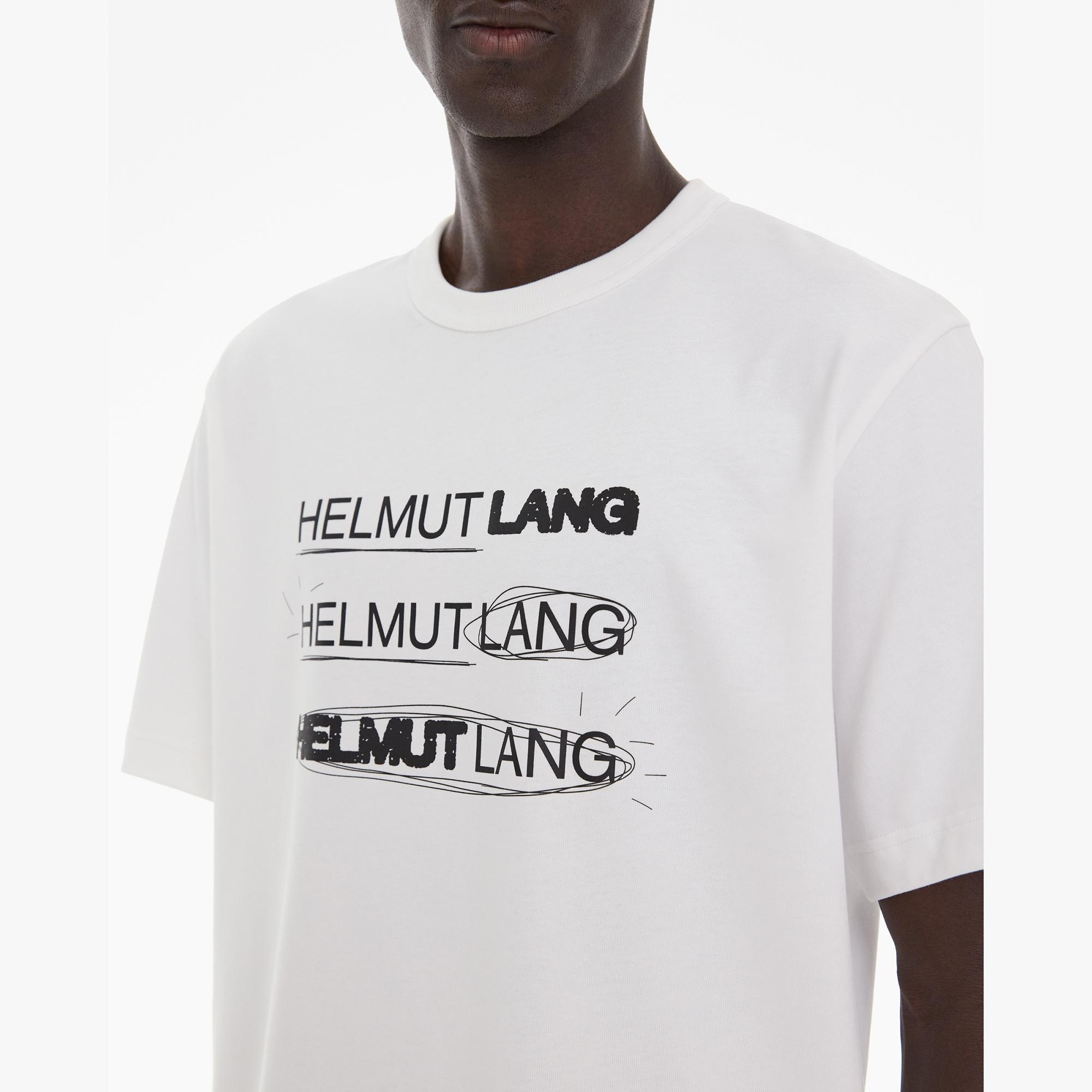 Helmut Lang- All Over XCotton Logo Graphic Tee Men t-shirt , online White/Black, Size M