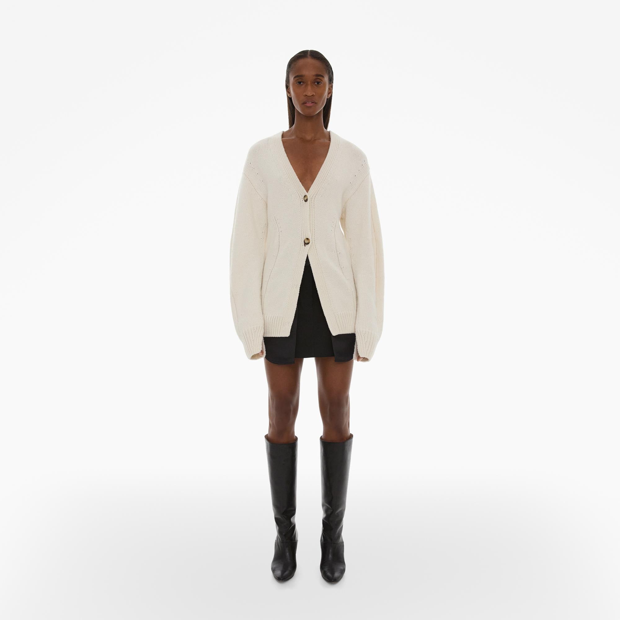 Lang Wool-Blend Tailored Helmut Cardigan