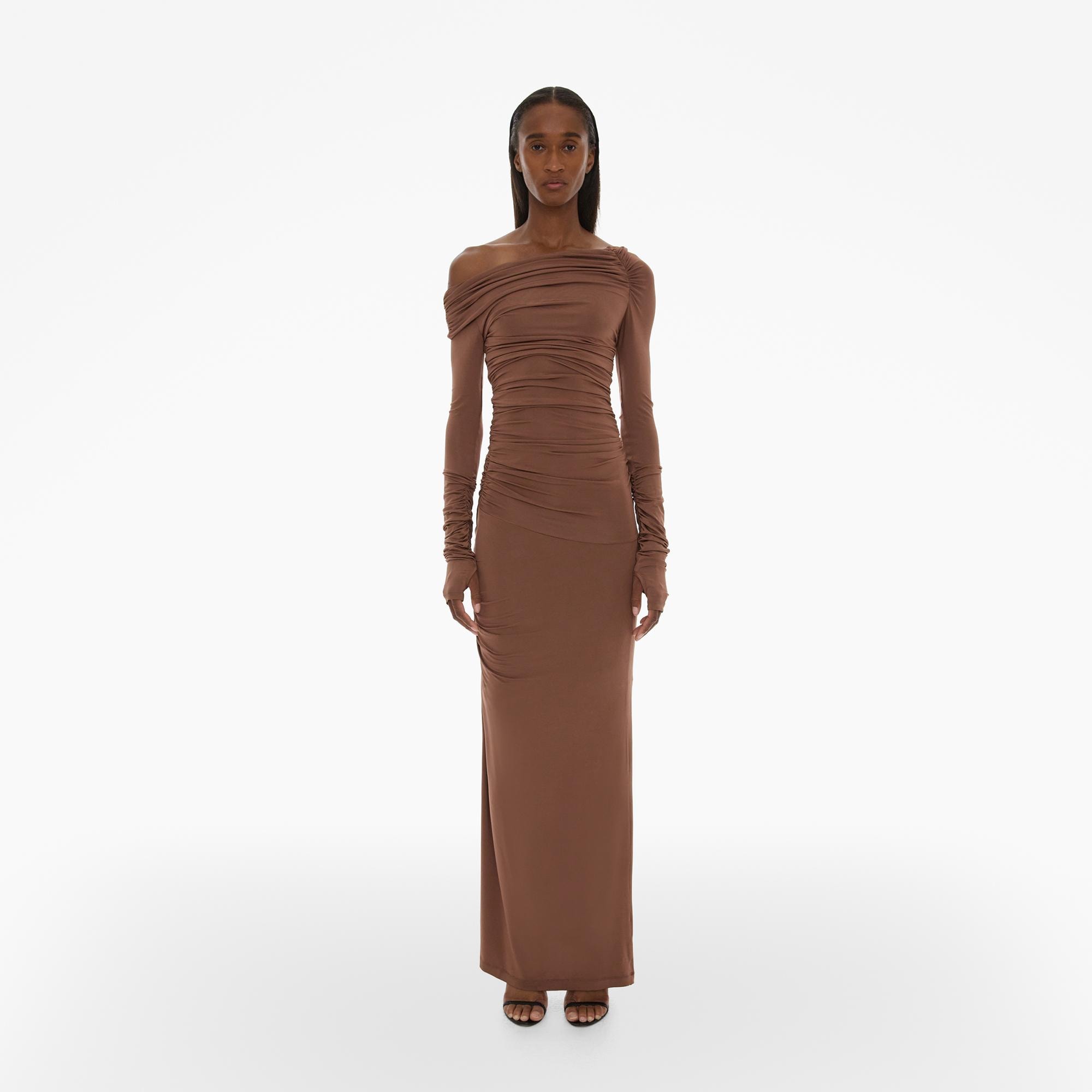 Helmut Lang Off the Shoulder Maxi Dress WWW.HELMUTLANG.COM