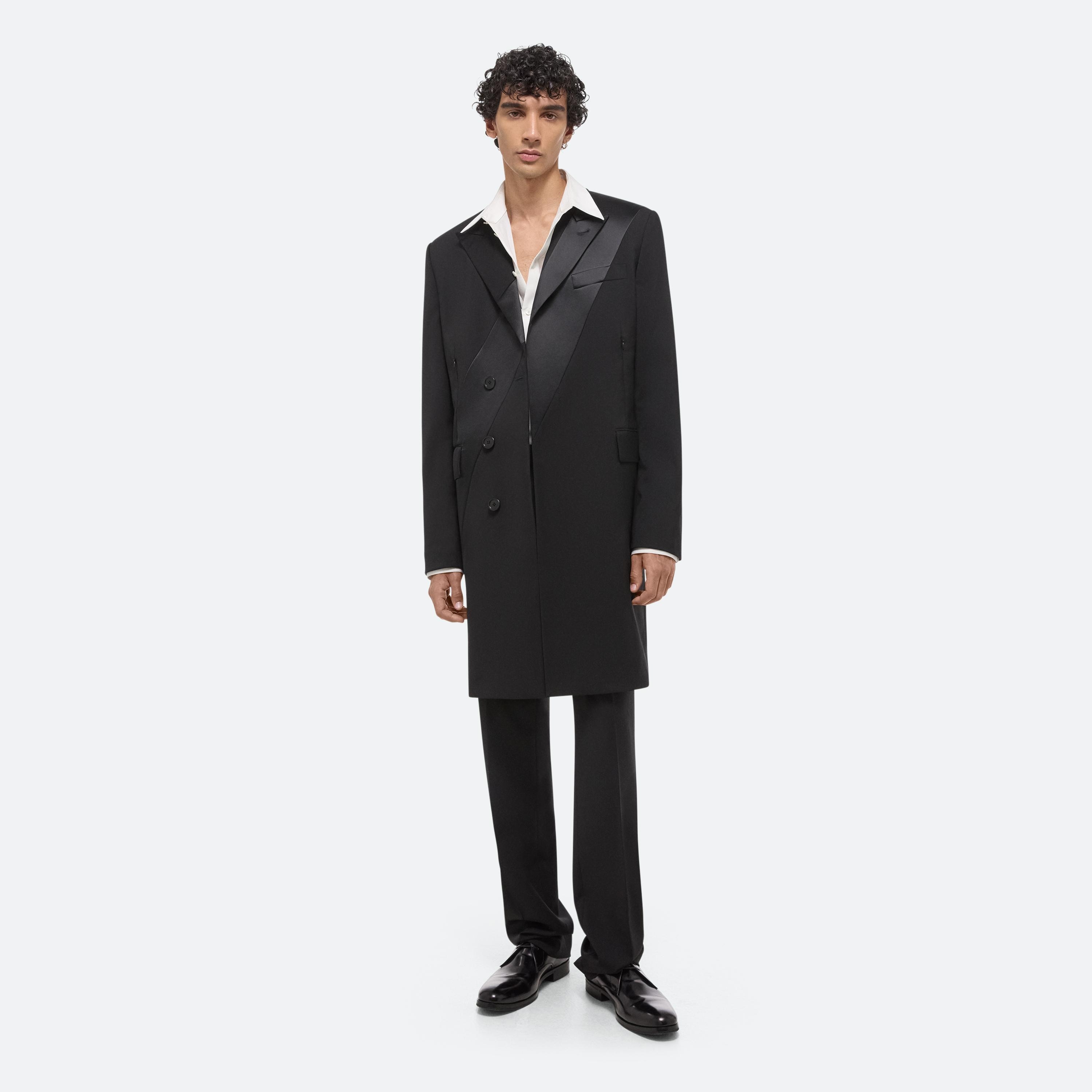 Helmut Lang Virgin Wool Tuxedo Car Coat | HELMUTLANG.COM