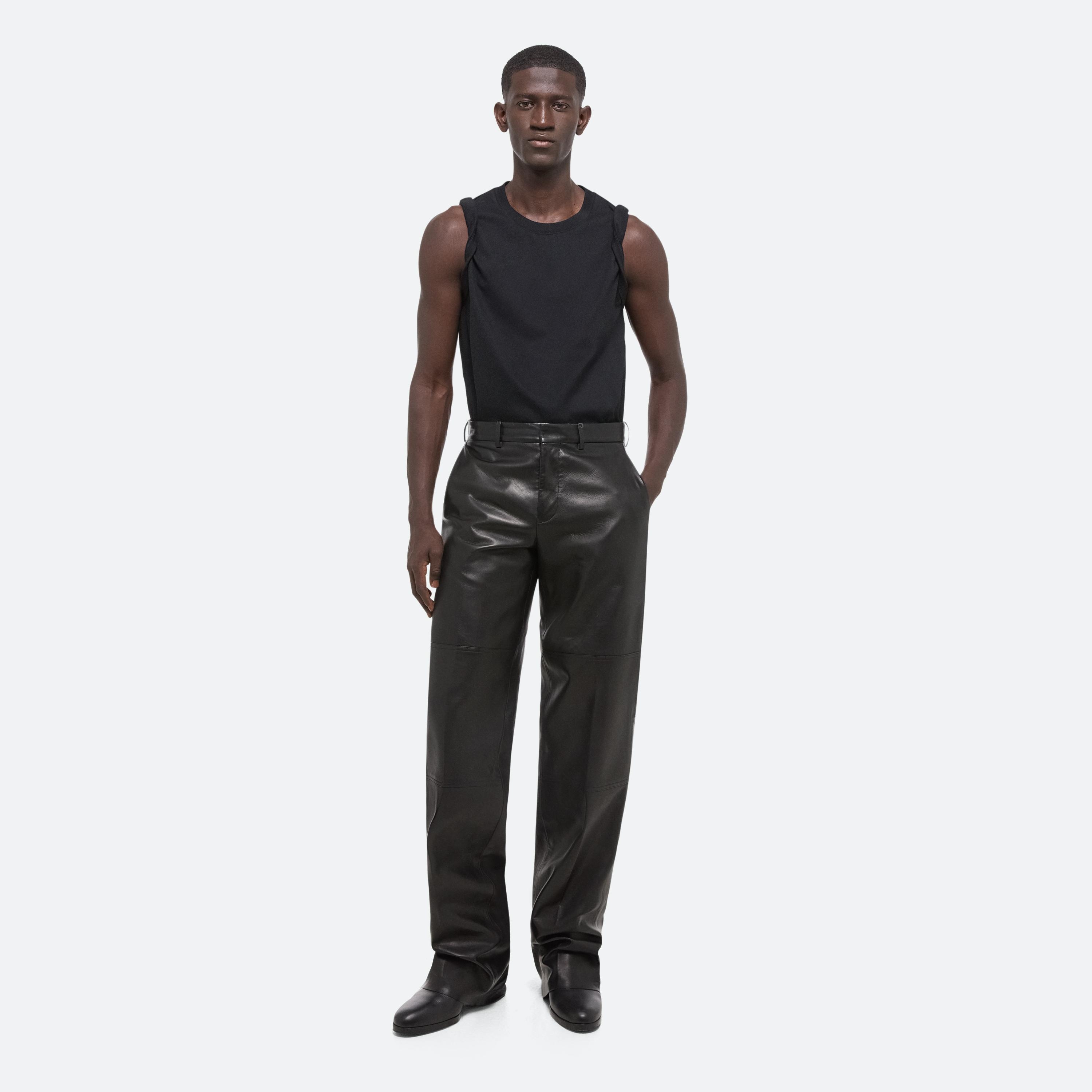 Helmut Lang Leather Tank Top in Black