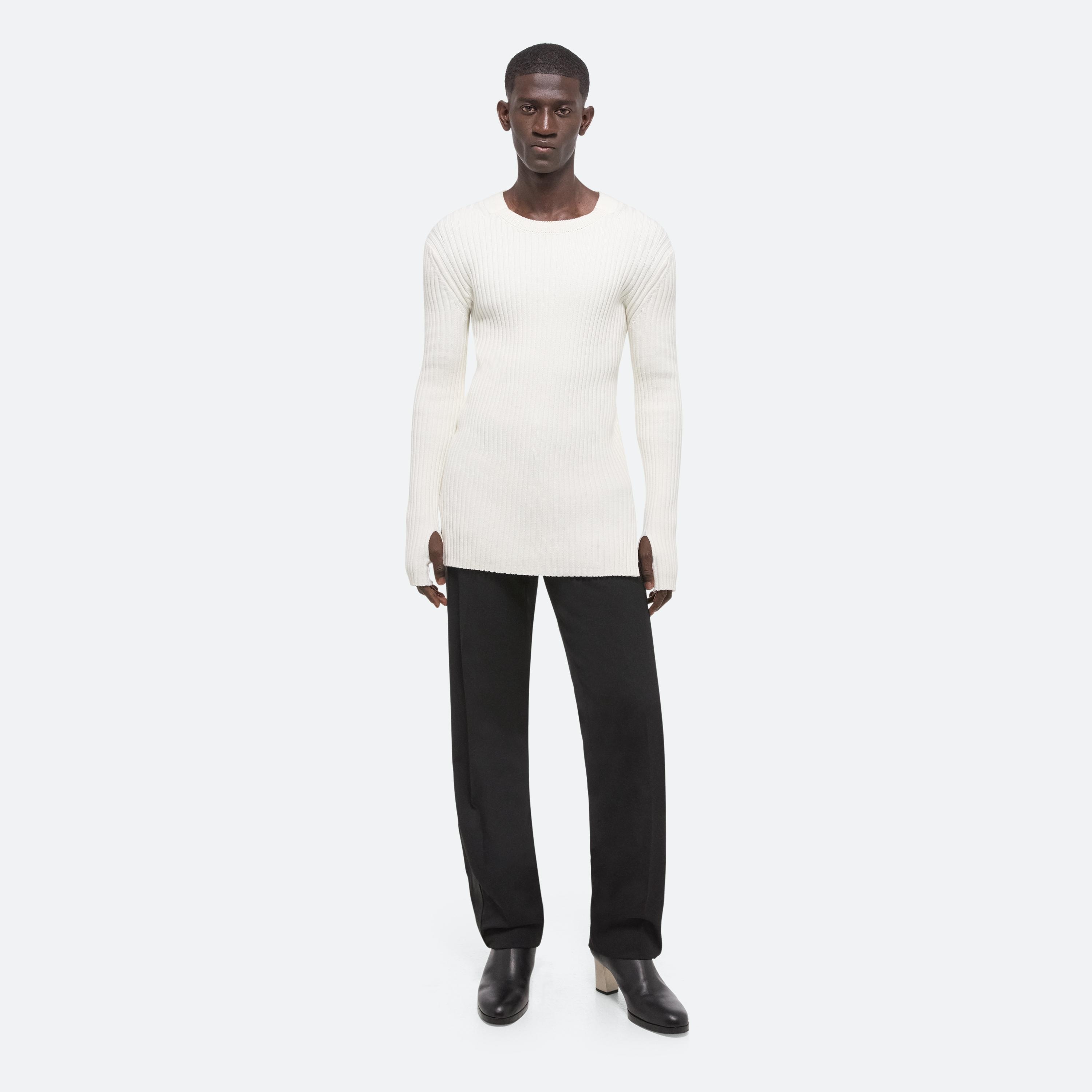 Womens Helmut Lang white Ribbed Contour Top