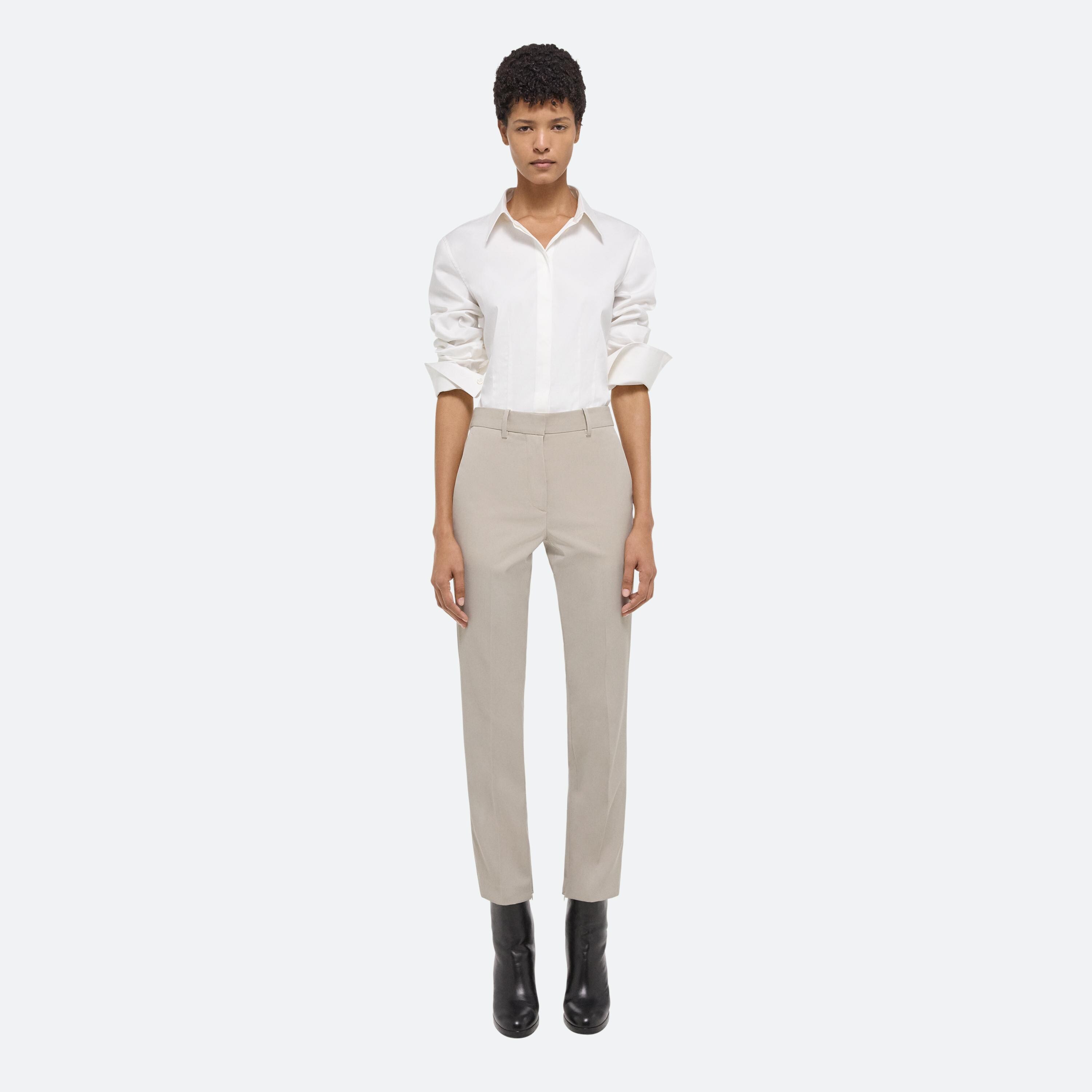 HELMUT LANG Pleated stretch-ponte slim-leg pants