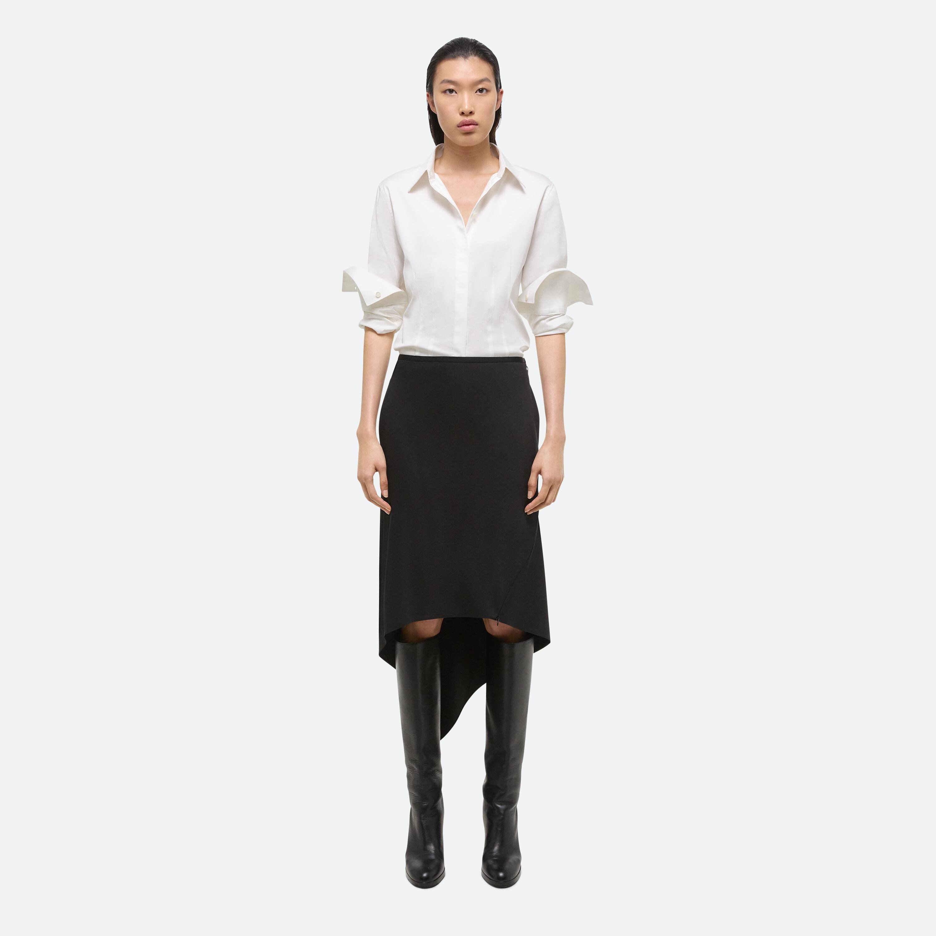 Helmut Lang Virgin Wool Scarf Hem Skirt | HELMUTLANG.COM