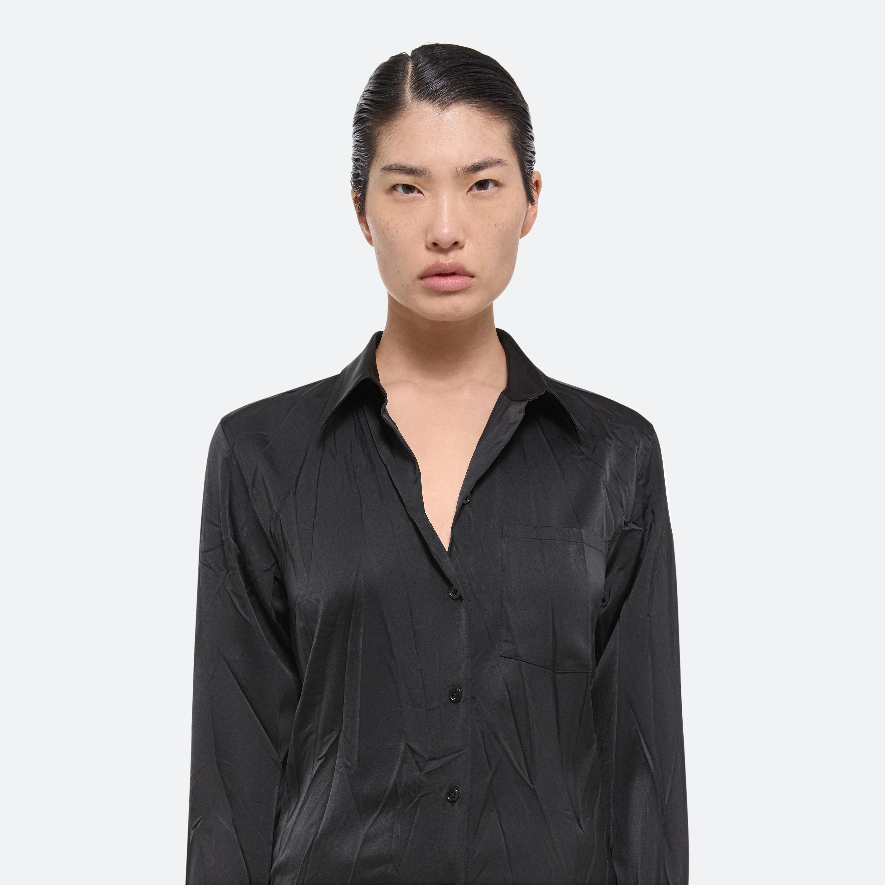 Helmut Lang Classic Crushed Satin Shirt HELMUTLANG.COM