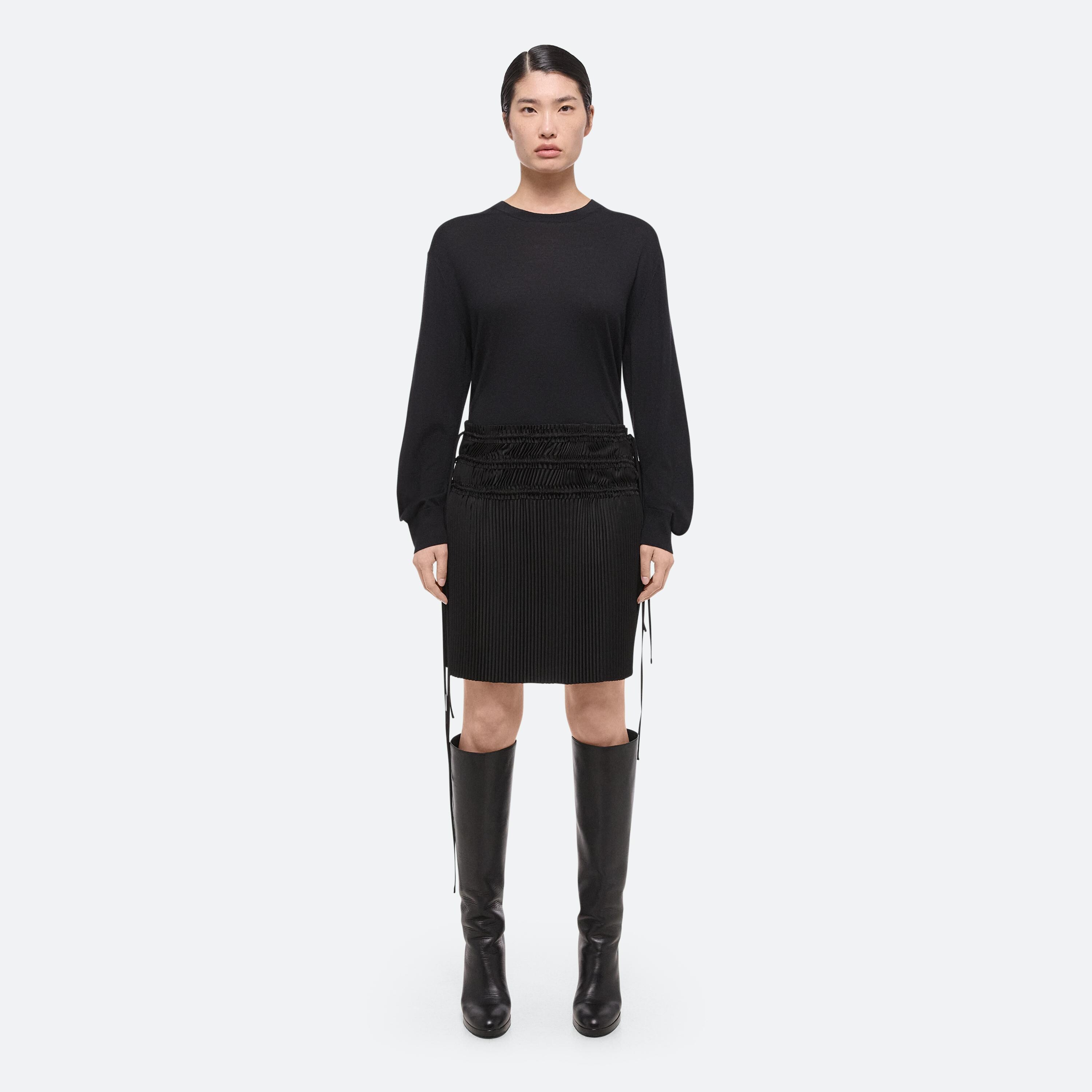 Helmut Lang Pleated Skort in Basalt Black