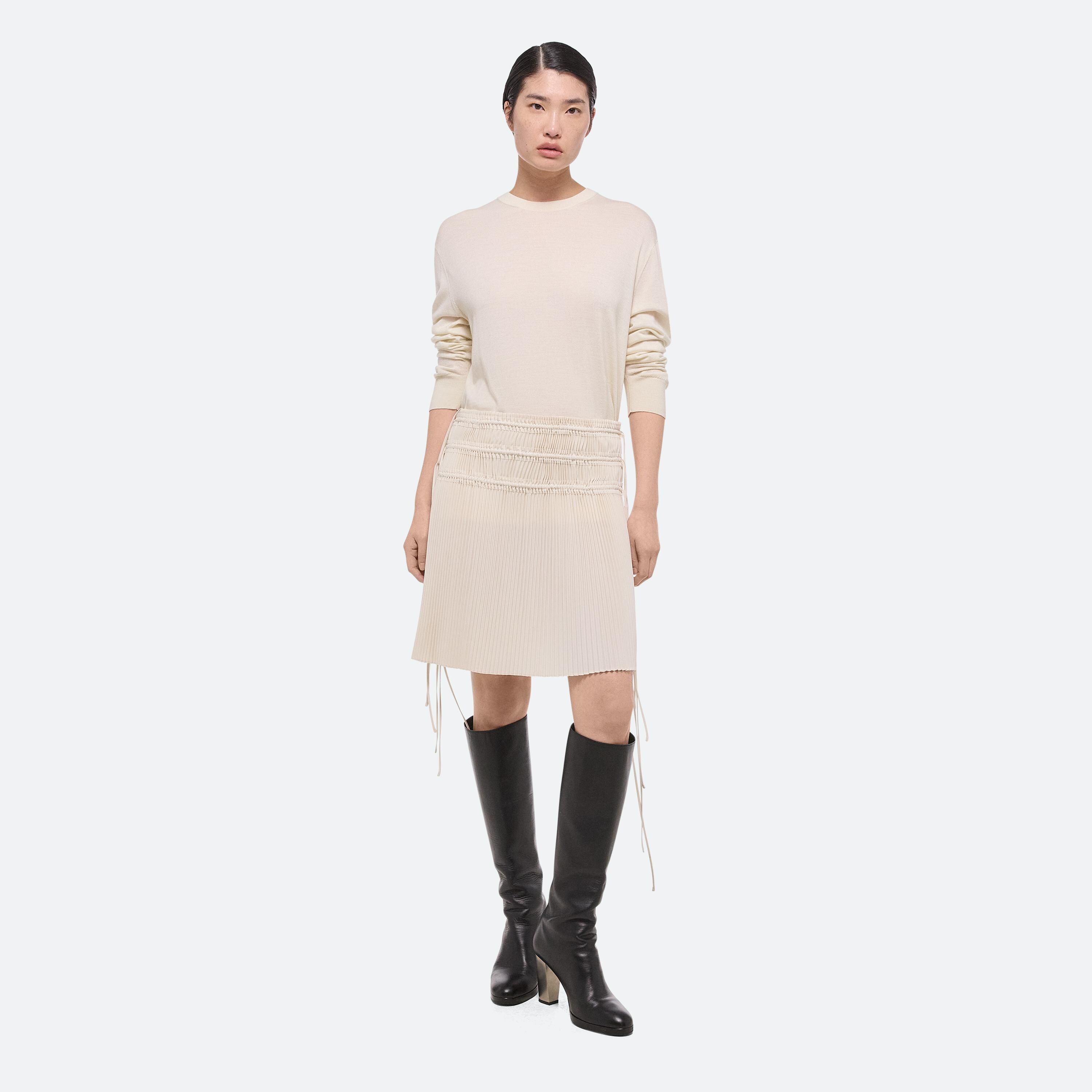 Helmut Lang Pleated Satin Skirt | HELMUTLANG.COM