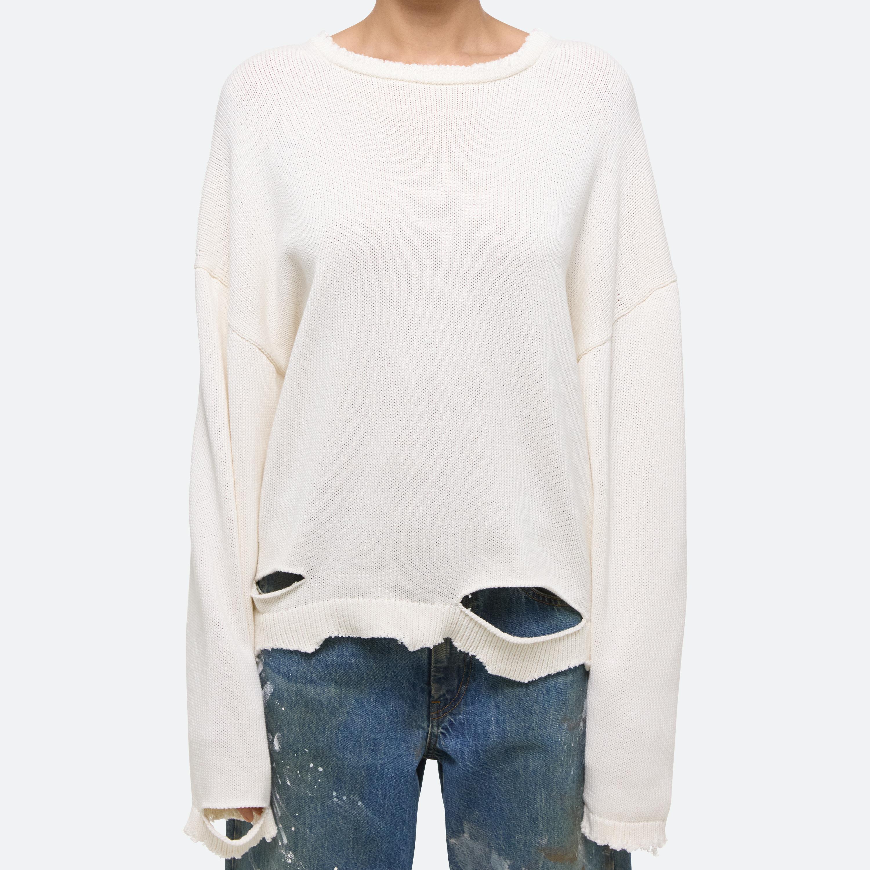 Helmut lang distressed v neck sweater best sale