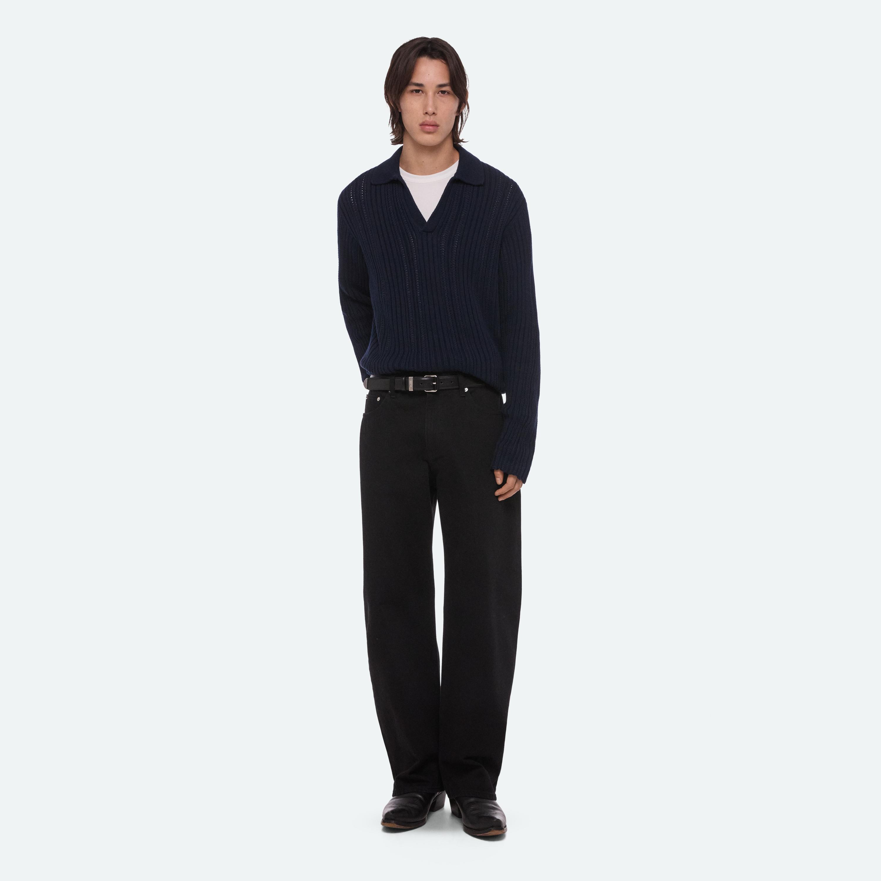 Distressed Rib Polo in Classic Cotton | Men's Polo | HELMUT LANG